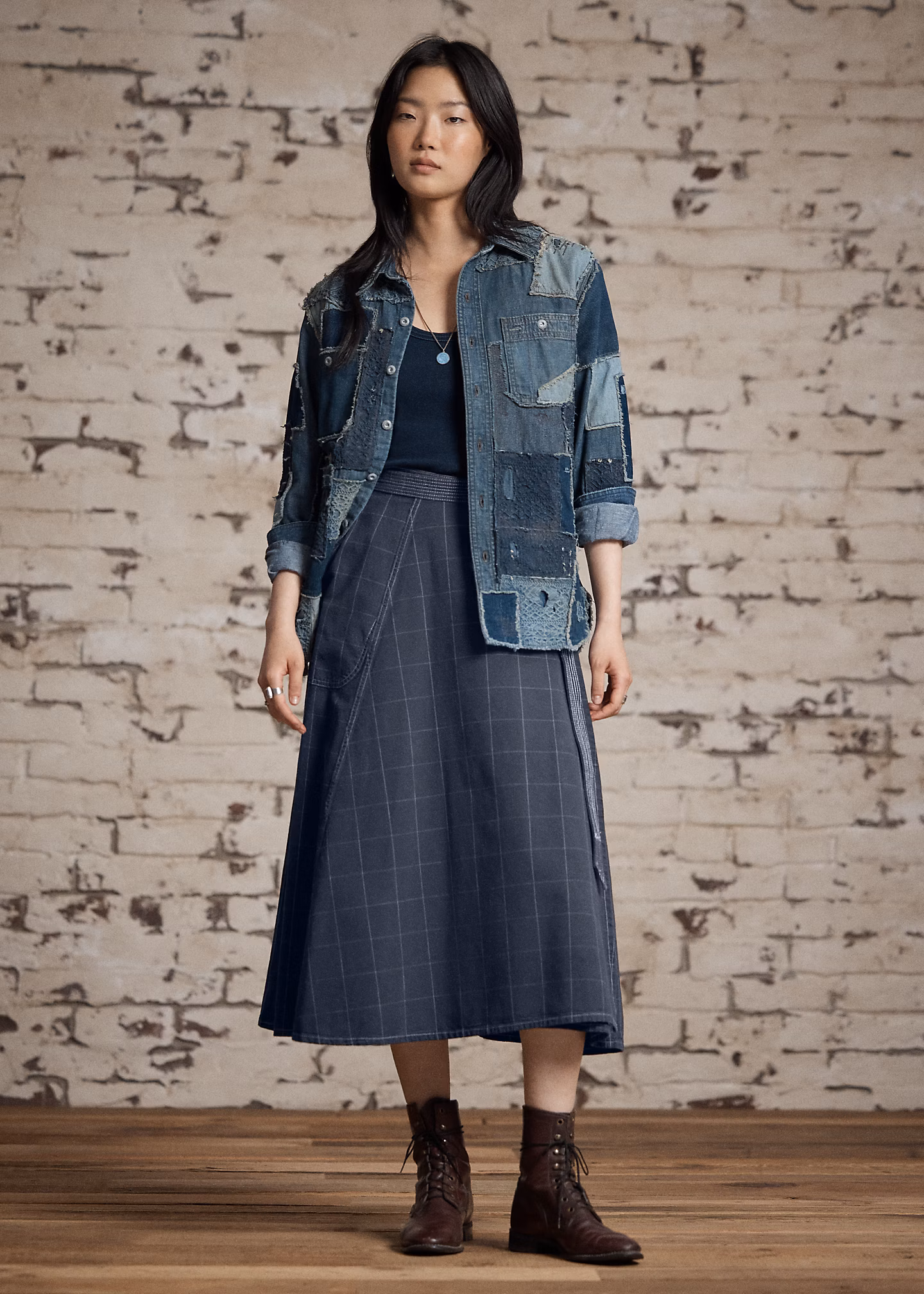 Leinen-Wickelrock mit Windowpane-Karo - RALPH LAUREN OUTLET