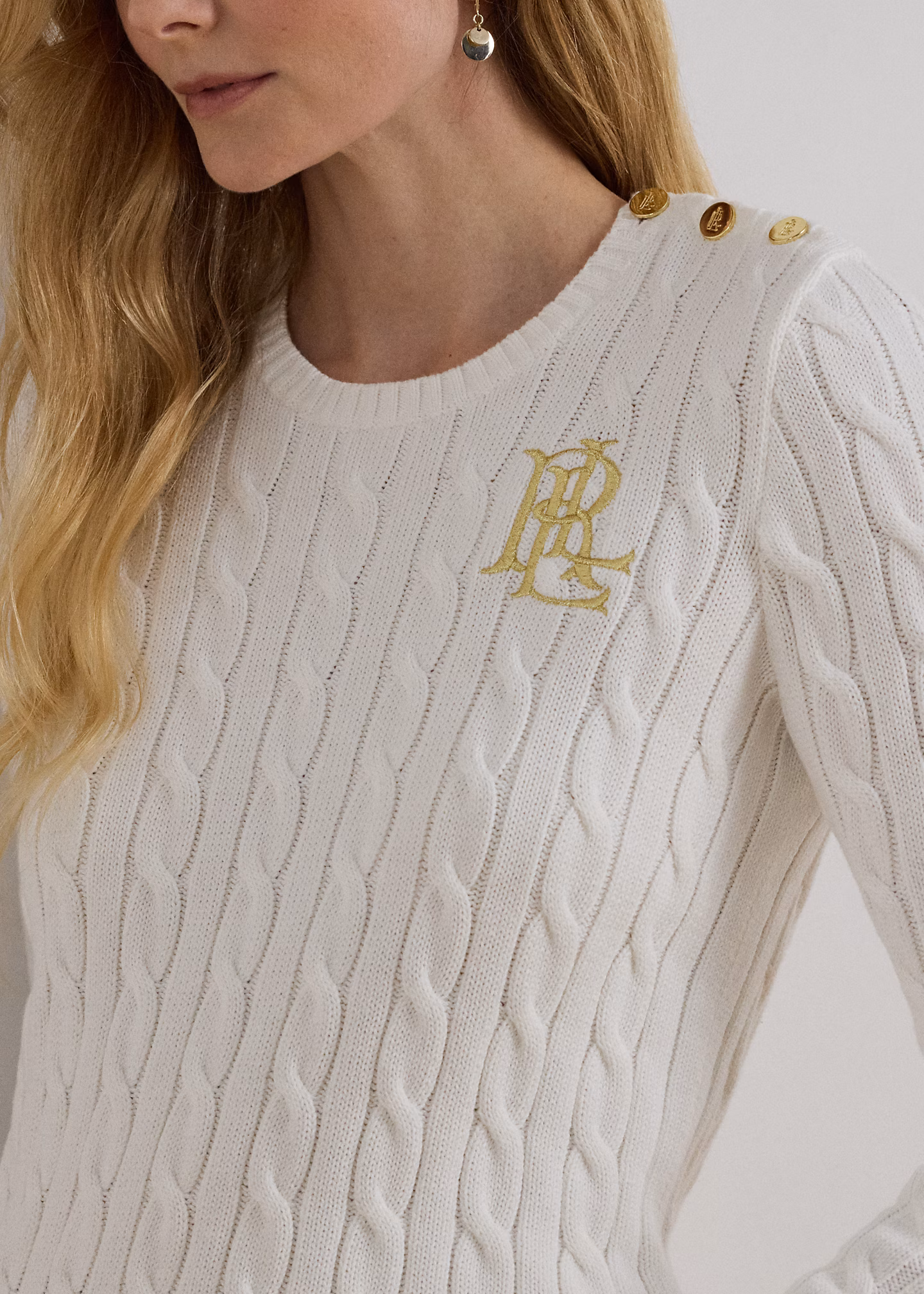 Baumwollpullover mit Zopfmuster - RALPH LAUREN OUTLET