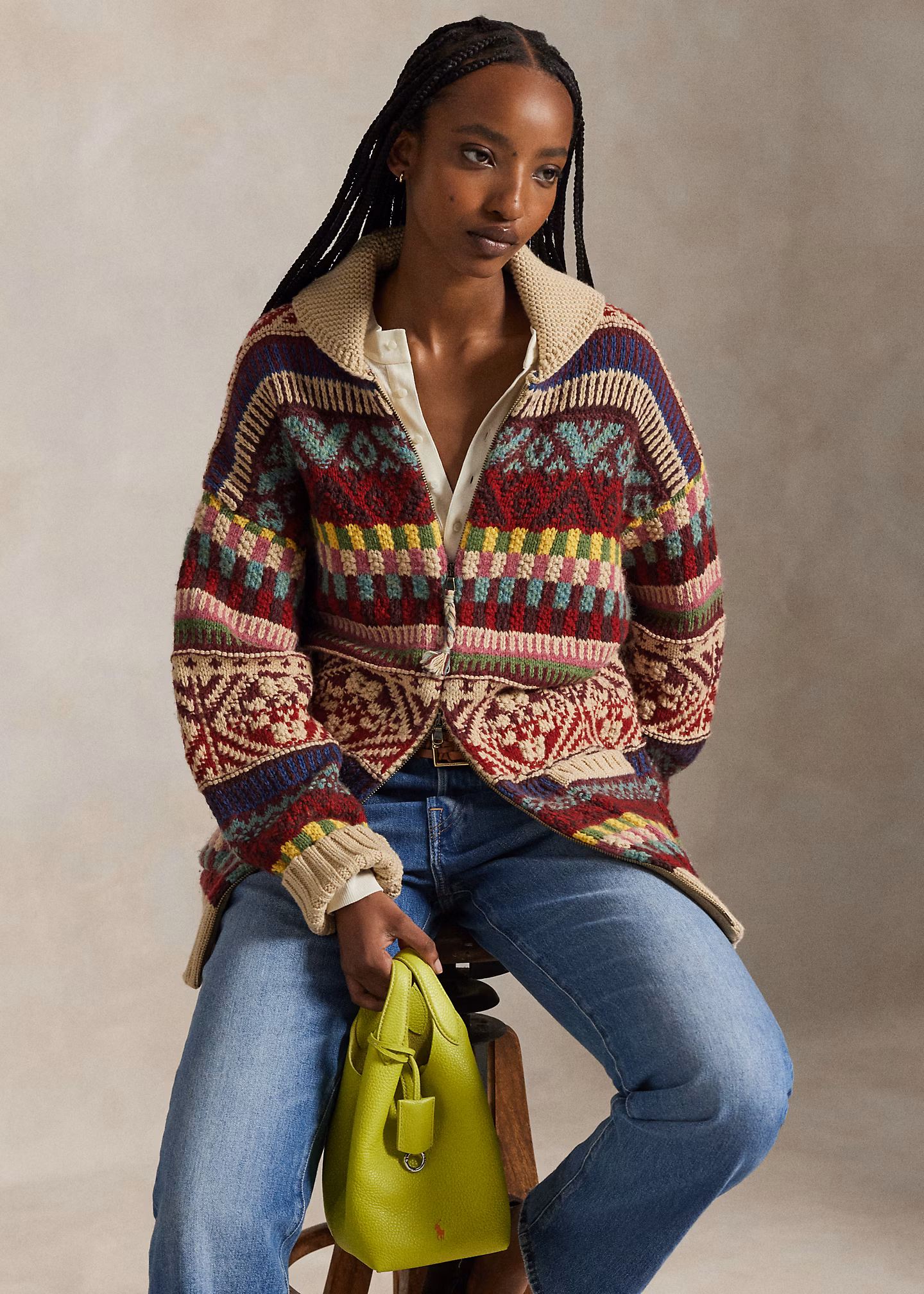 Geometrische Strickjacke mit Schalkragen - RALPH LAUREN OUTLET