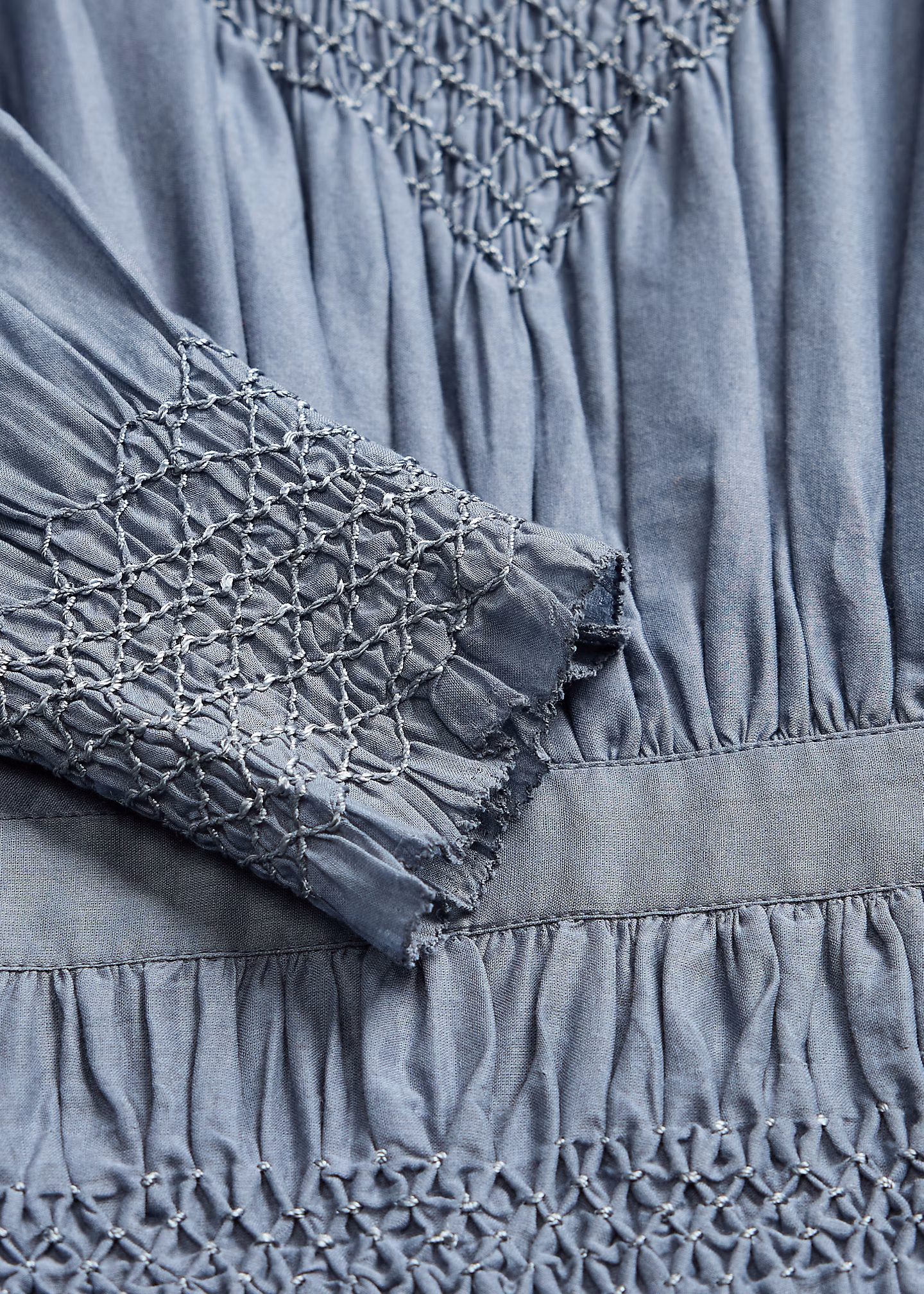 Baumwoll-Voile-Kleid mit Smokdetails - RALPH LAUREN OUTLET