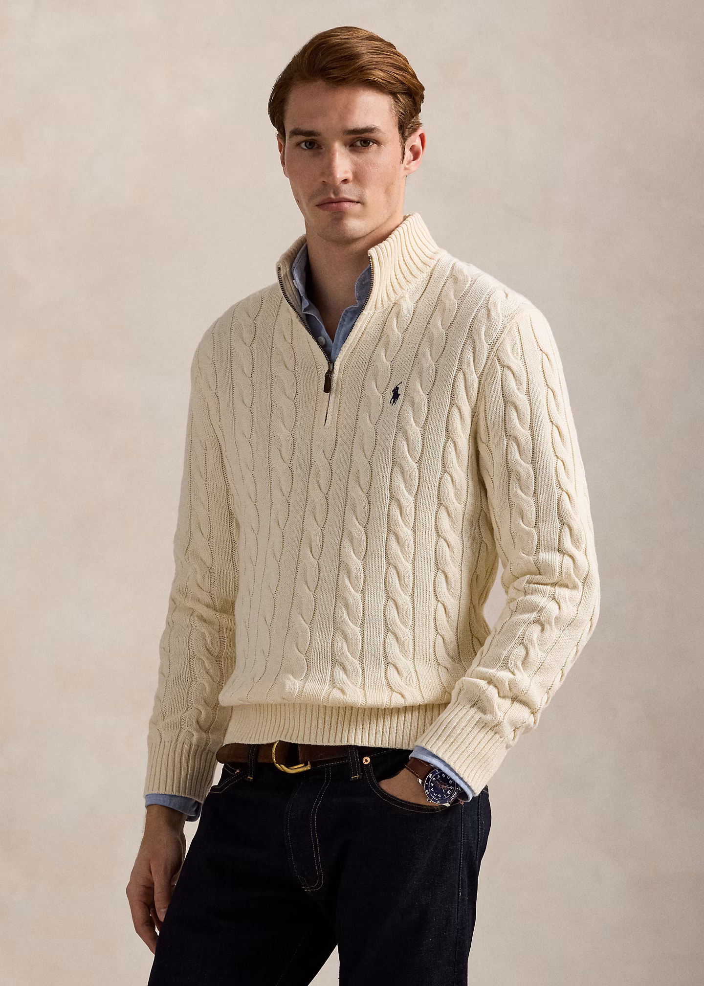 Baumwollpullover mit Zopfmuster - RALPH LAUREN OUTLET