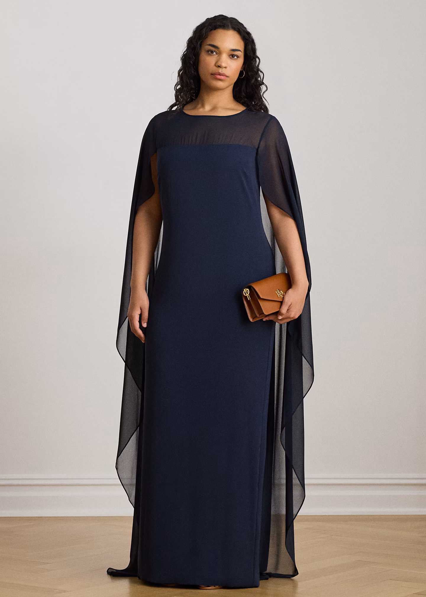 Georgette-Abendkleid mit Cape - RALPH LAUREN OUTLET