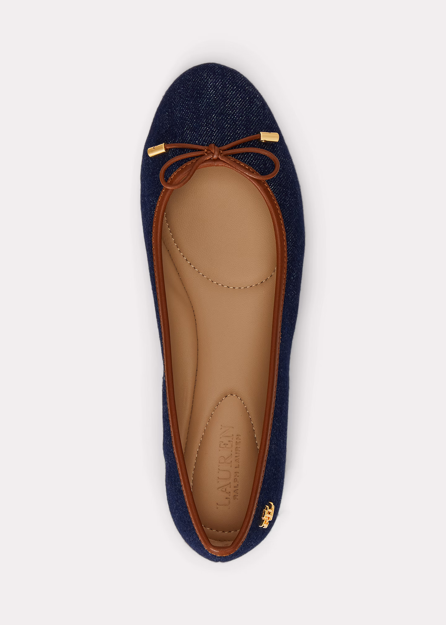 Denim-Ballerina Jayna mit Lederbesatz - RALPH LAUREN OUTLET