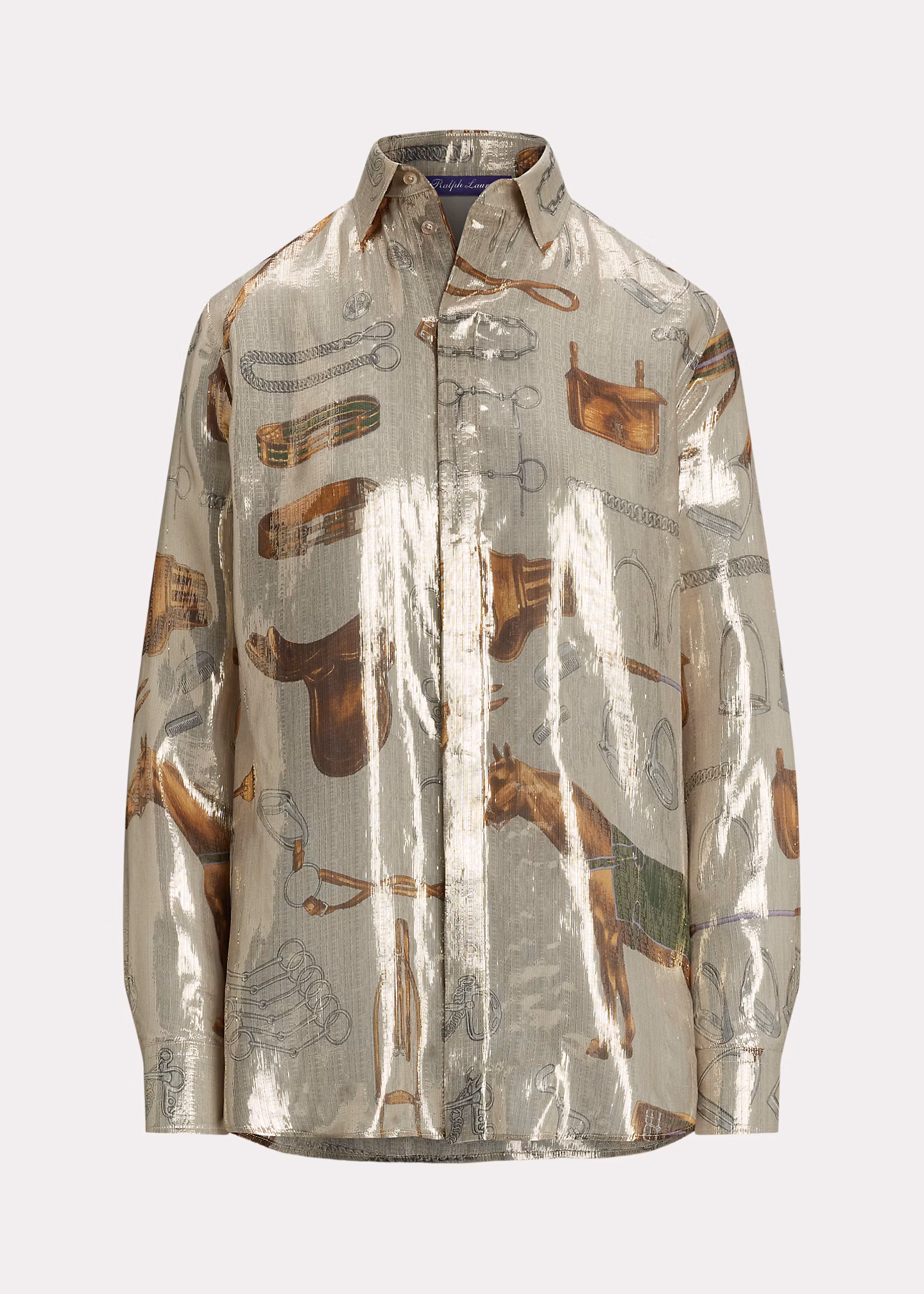 Lamé-Hemd Evelina mit Reitersportdruck - RALPH LAUREN OUTLET