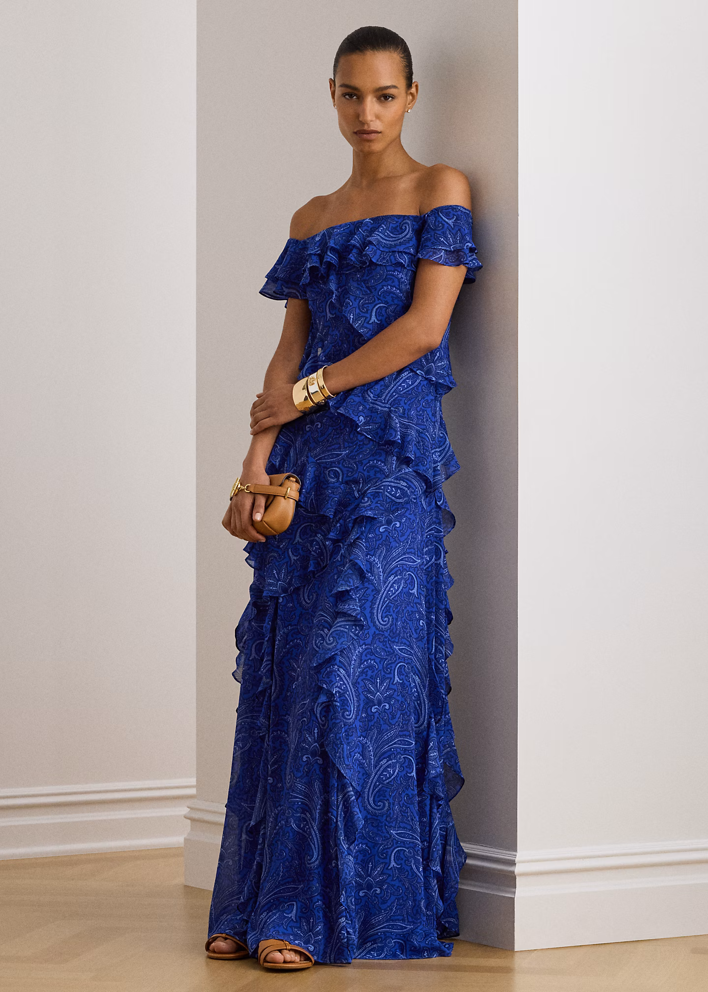 Schulterfreies Abendkleid mit Rüschen - RALPH LAUREN OUTLET