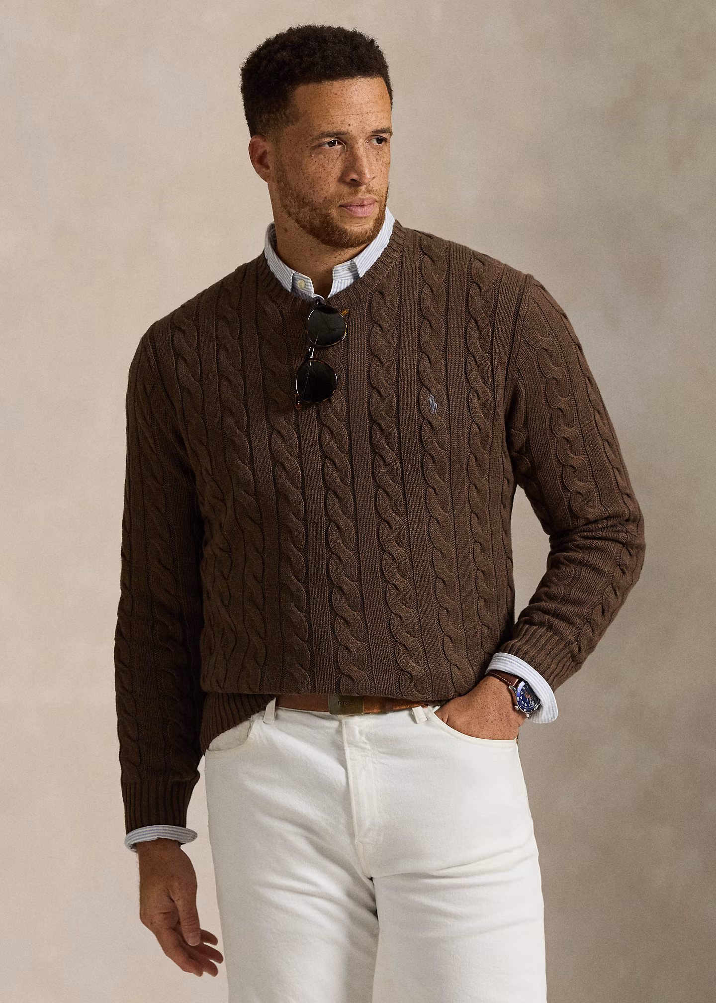 Baumwollpullover mit Zopfmuster - RALPH LAUREN OUTLET