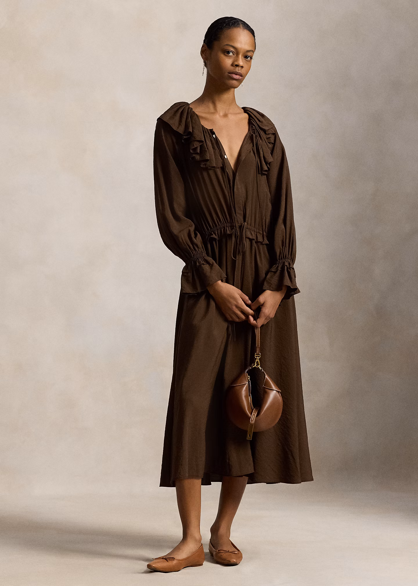 Gerüschtes Blouson-Crêpe-Kleid - RALPH LAUREN OUTLET