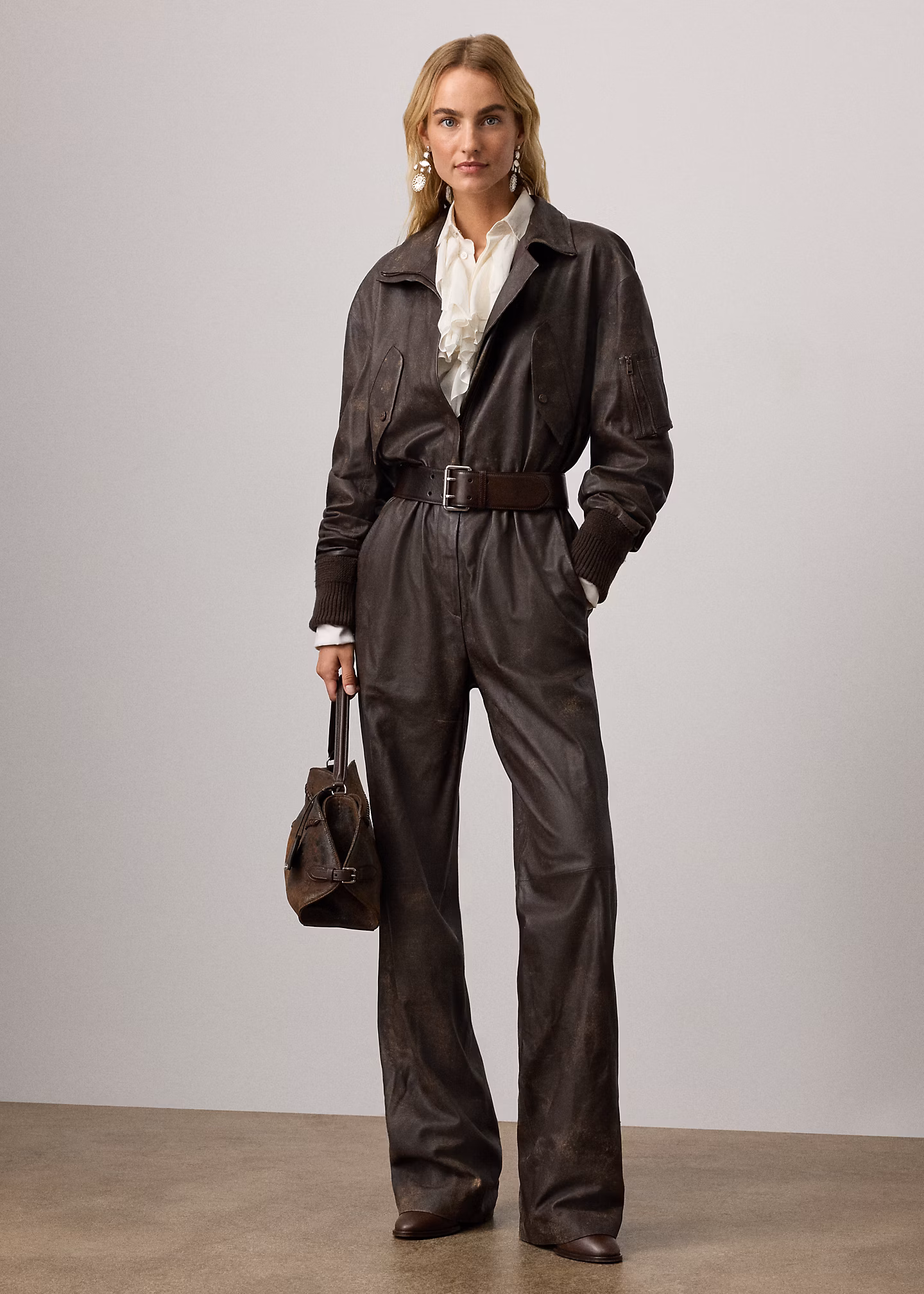 Lammleder-Jumpsuit Vaughn in Used-Optik - RALPH LAUREN OUTLET