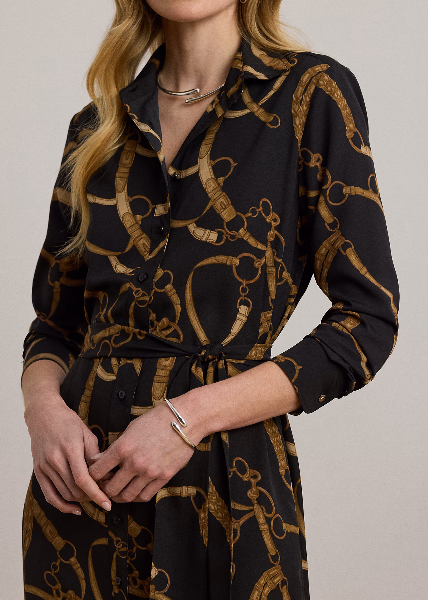 Crêpe-Hemdkleid mit Gürteldruck - RALPH LAUREN OUTLET