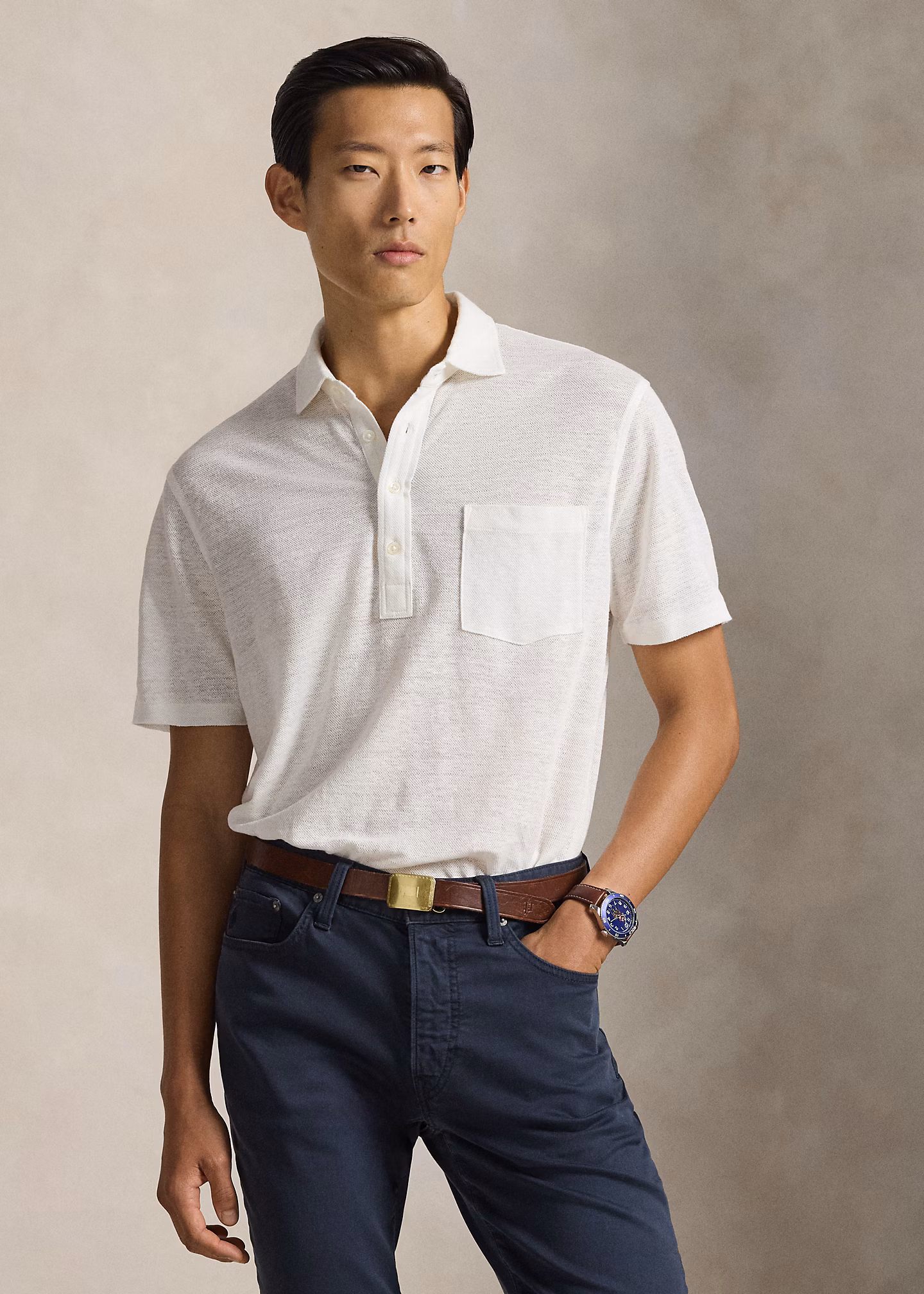 Standard-Fit Poloshirt aus Leinenpiqué - RALPH LAUREN OUTLET