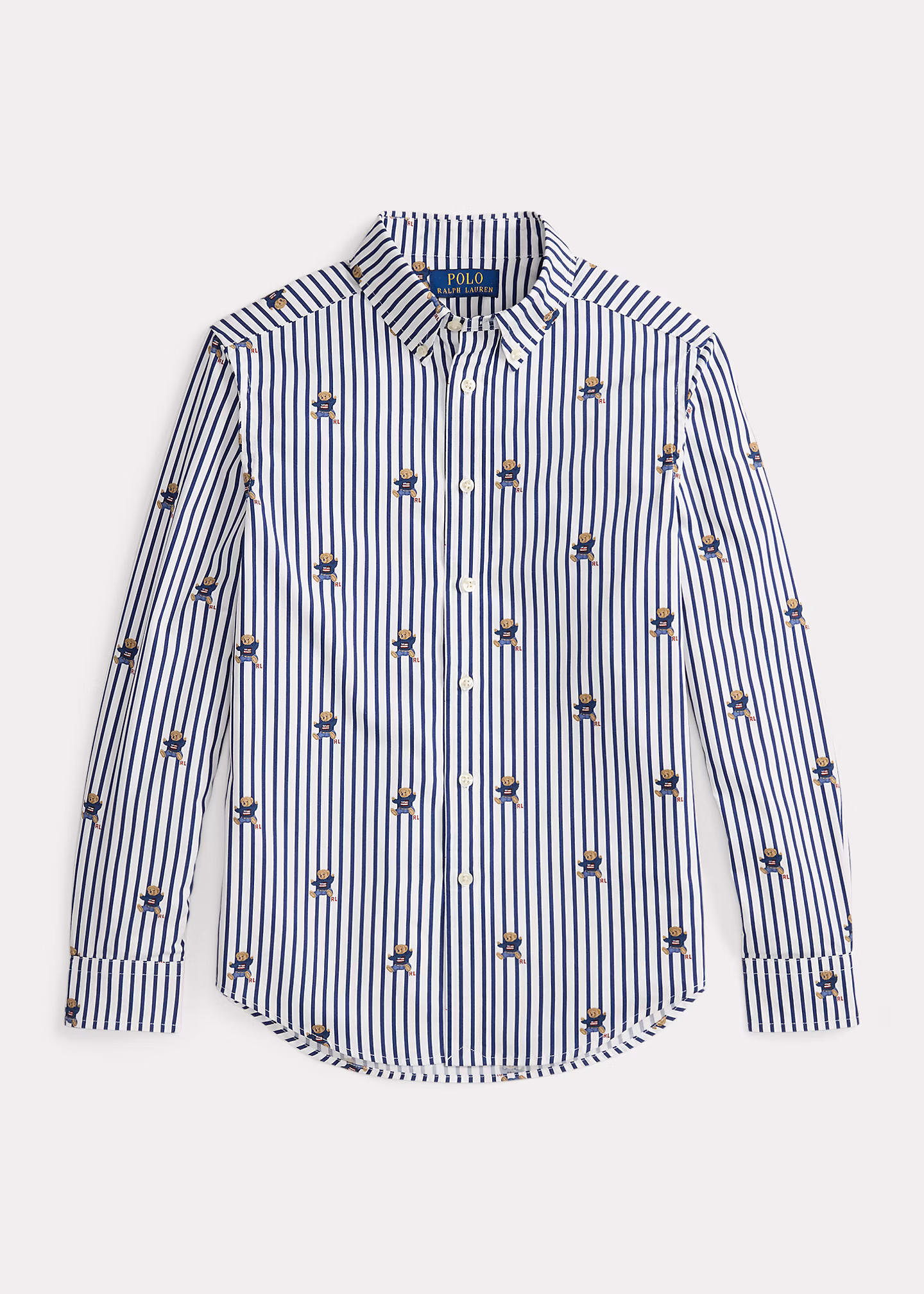 Gestreiftes Popelinehemd mit Polo Bear - RALPH LAUREN OUTLET