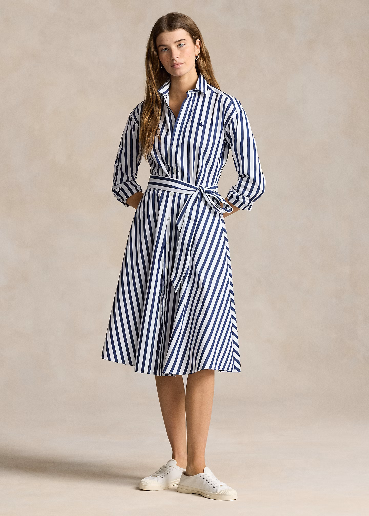 Gestreiftes Hemdkleid mit Gürtel - RALPH LAUREN OUTLET