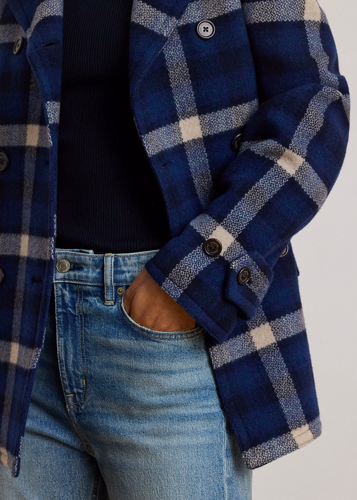 Zweireihiger Tweedmantel mit Karomuster - RALPH LAUREN OUTLET