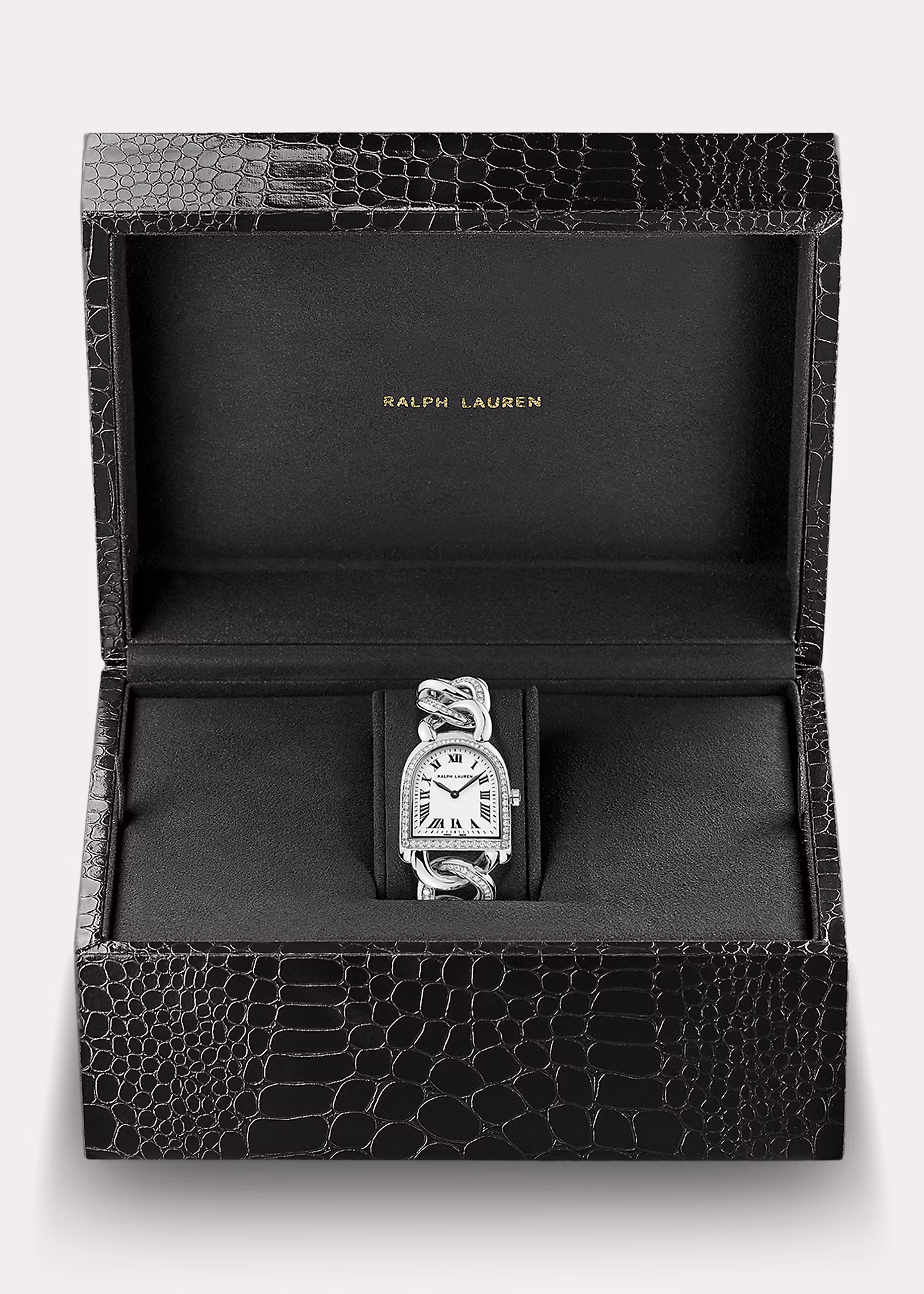 Zierliche Uhr Steel und Diamond Stirrup - RALPH LAUREN OUTLET