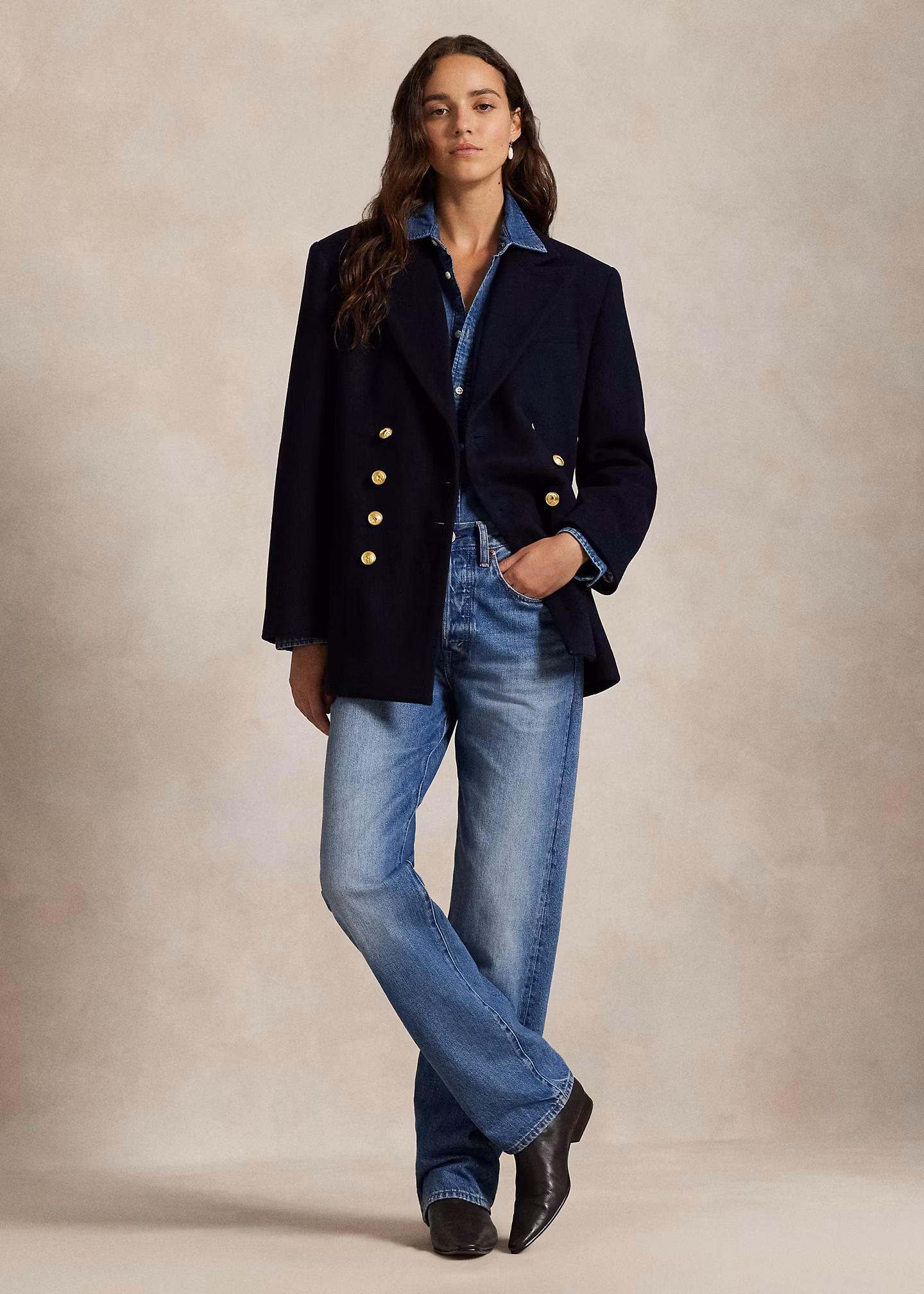 Zweireihiger Blazer aus Wollmelton - RALPH LAUREN OUTLET