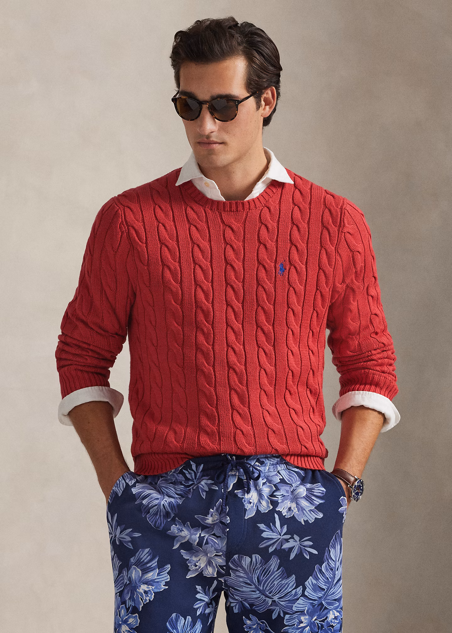 Baumwollpullover mit Zopfmuster - RALPH LAUREN OUTLET