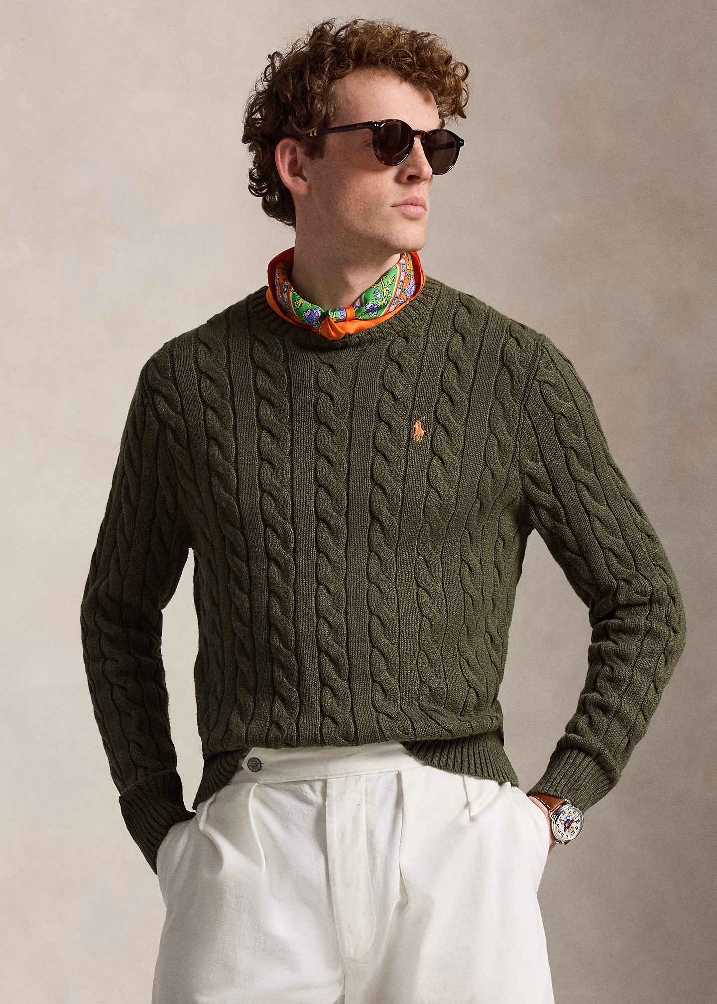Baumwollpullover mit Zopfmuster - RALPH LAUREN OUTLET