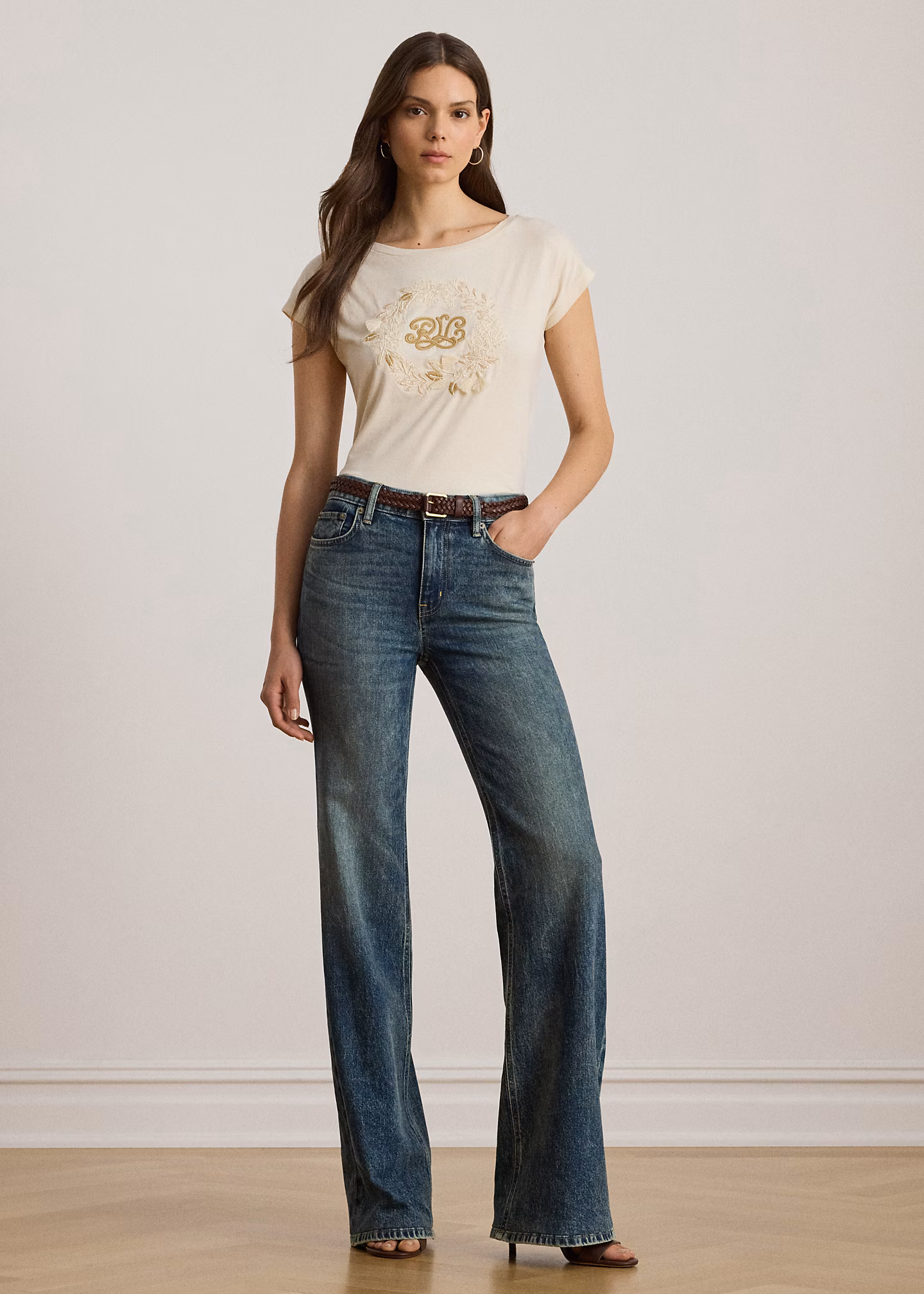 Baumwolljersey-T-Shirt mit Logostickerei - RALPH LAUREN OUTLET