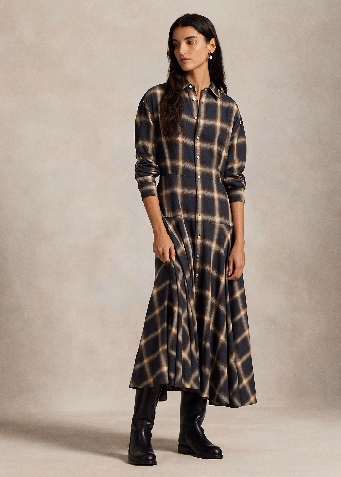 Kariertes Twill-Hemdkleid in Bahnen - RALPH LAUREN OUTLET