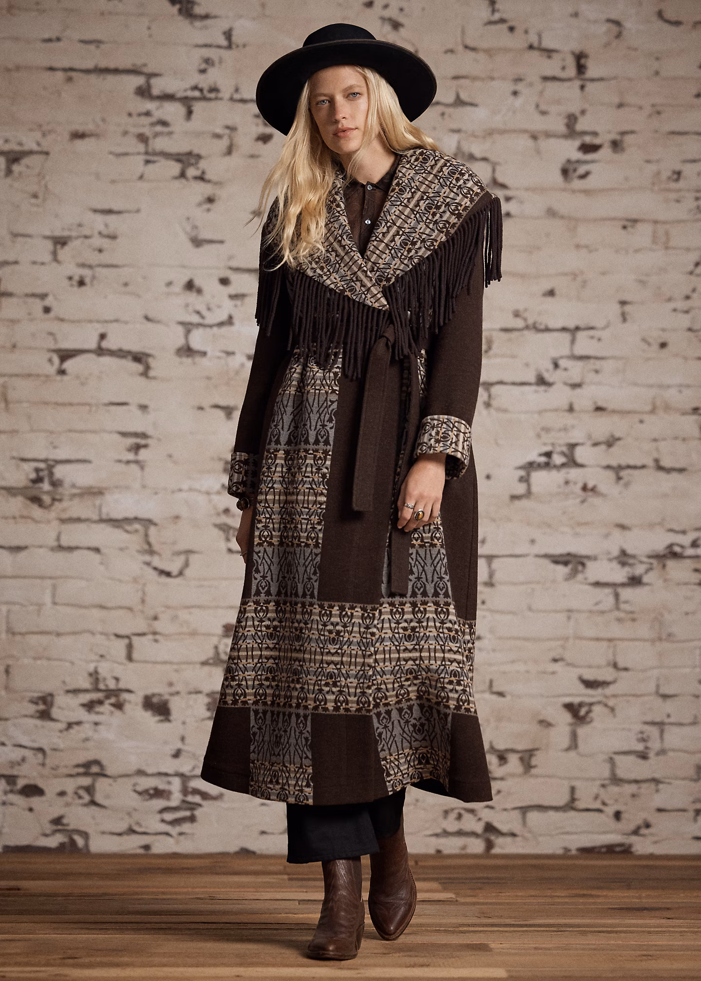 Jacquard-Mantel mit Gürtel und Fransen - RALPH LAUREN OUTLET