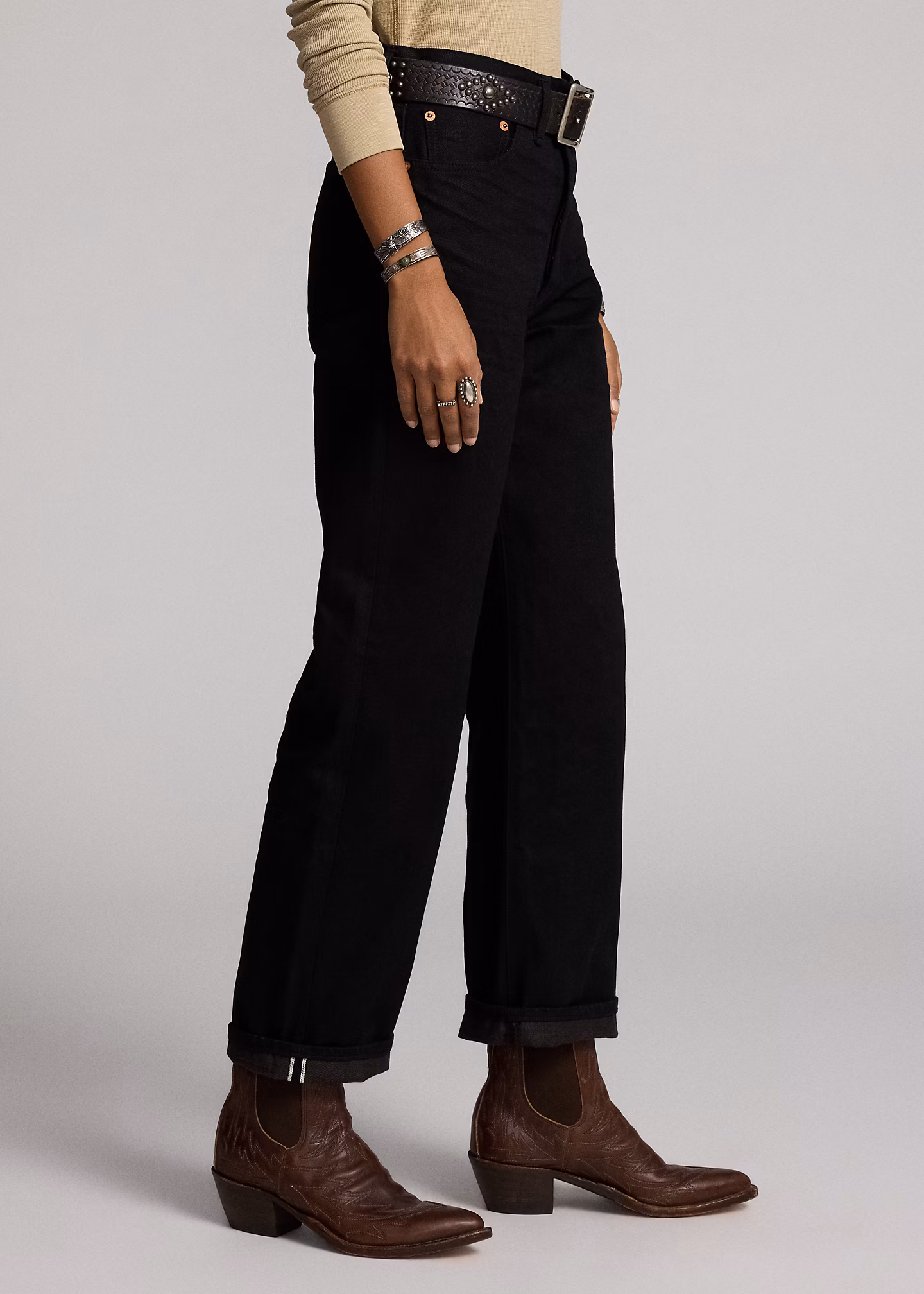 Boy-Fit Selvedge-Jeans in Schwarz - RALPH LAUREN OUTLET