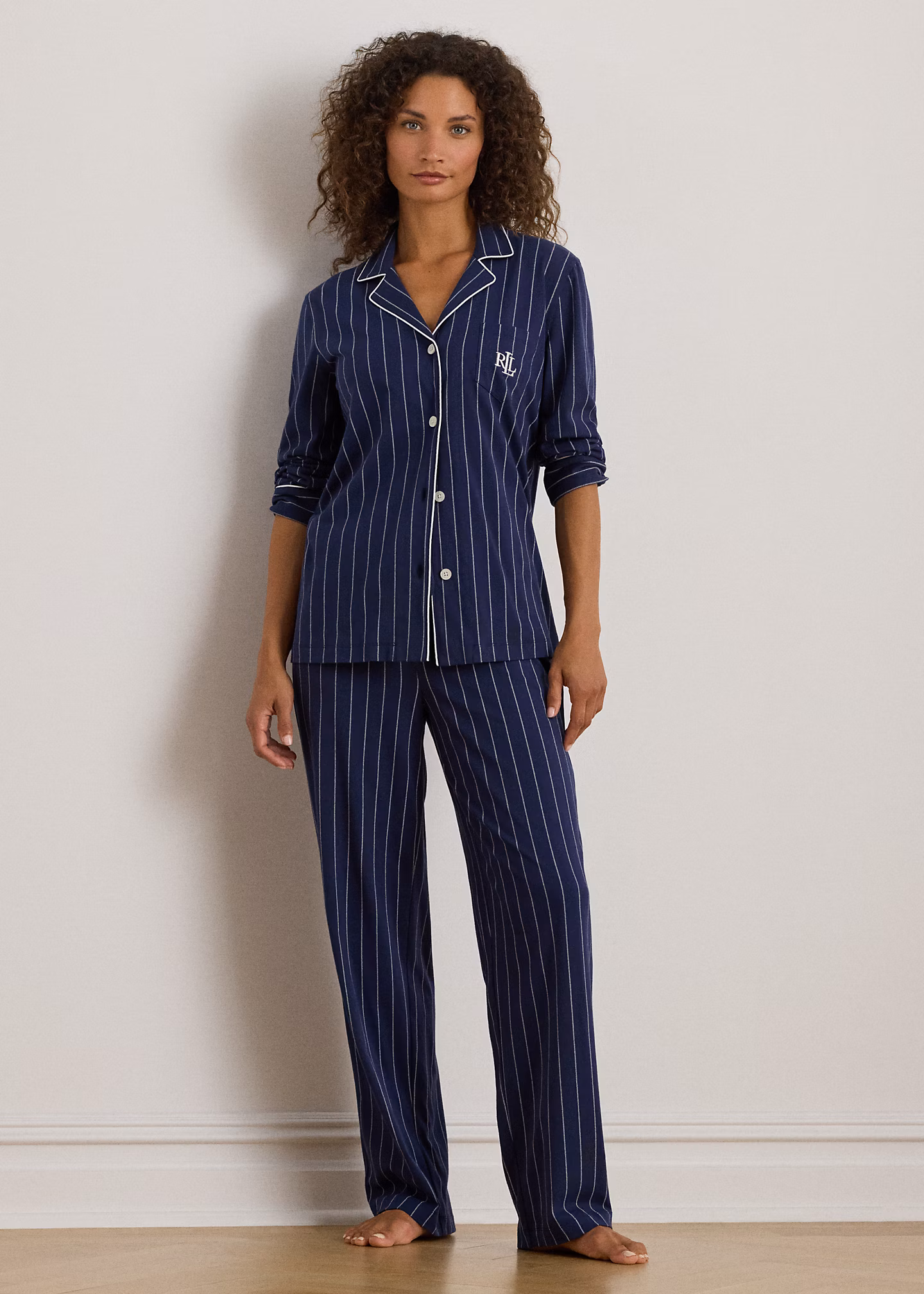 Gestreifter Pyjama aus Baumwolljersey - RALPH LAUREN OUTLET