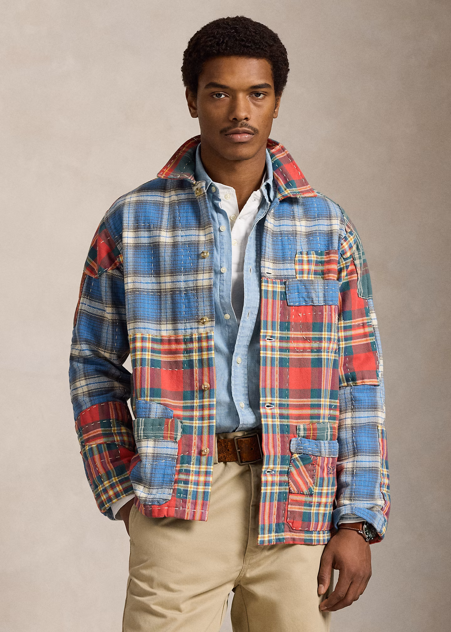 Flanell-Hemdjacke mit Patchwork-Karo - RALPH LAUREN OUTLET