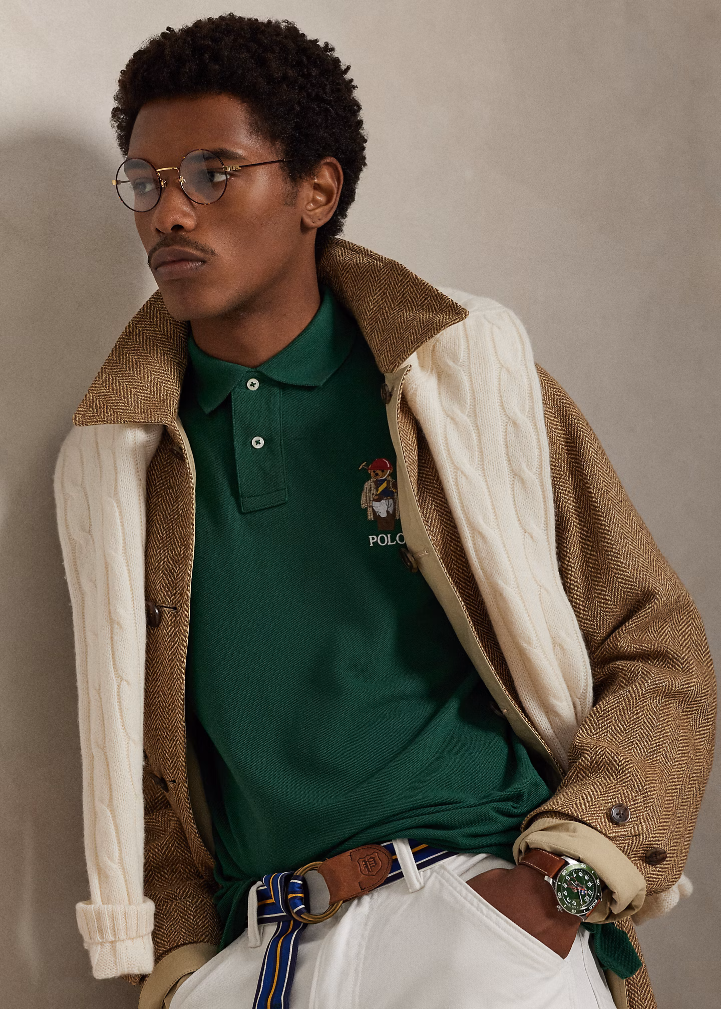 Custom-Slim-Fit Piqué-Poloshirt mit Bear - RALPH LAUREN OUTLET