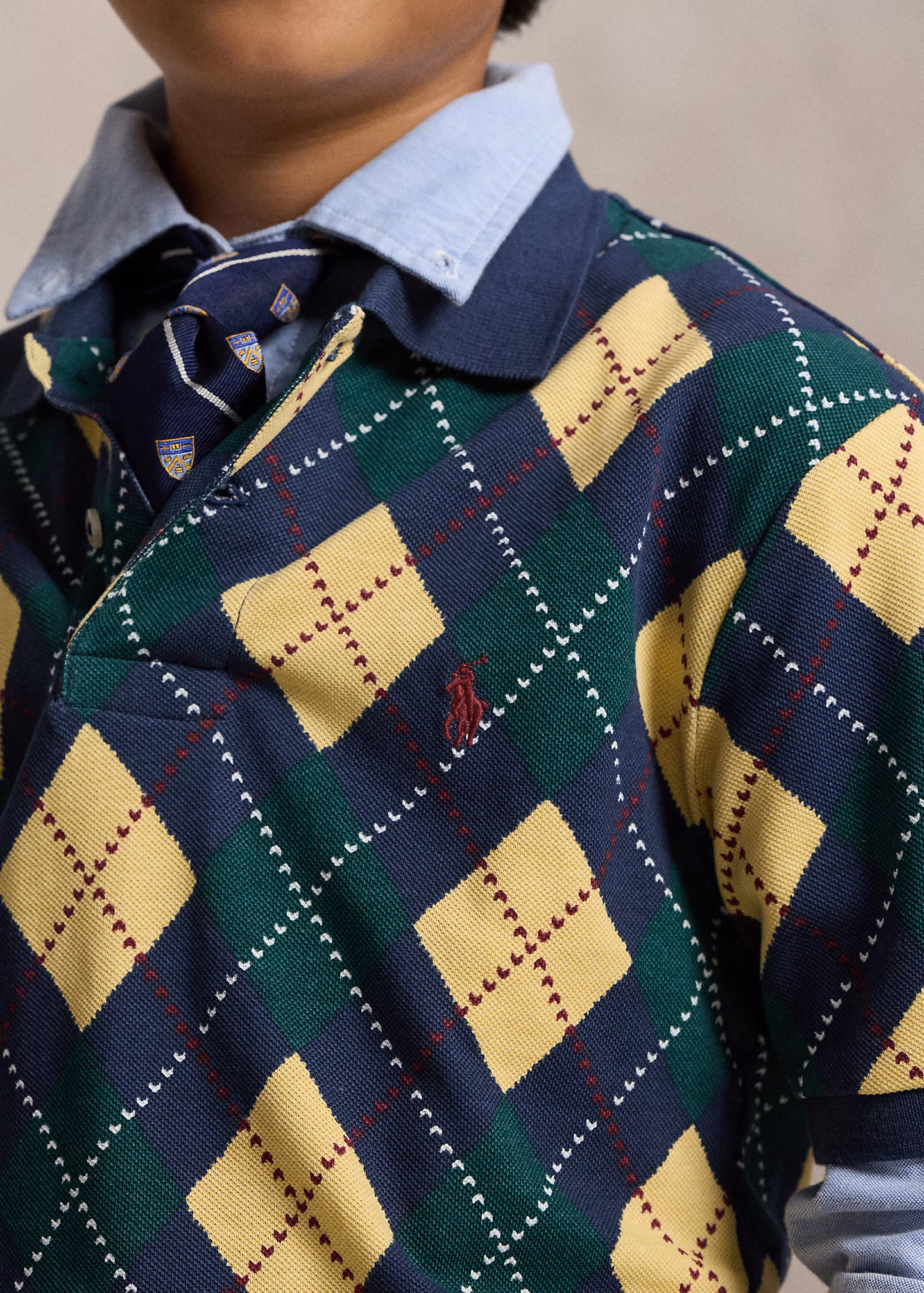 Baumwollpiqué-Poloshirt mit Argyle-Druck - RALPH LAUREN OUTLET