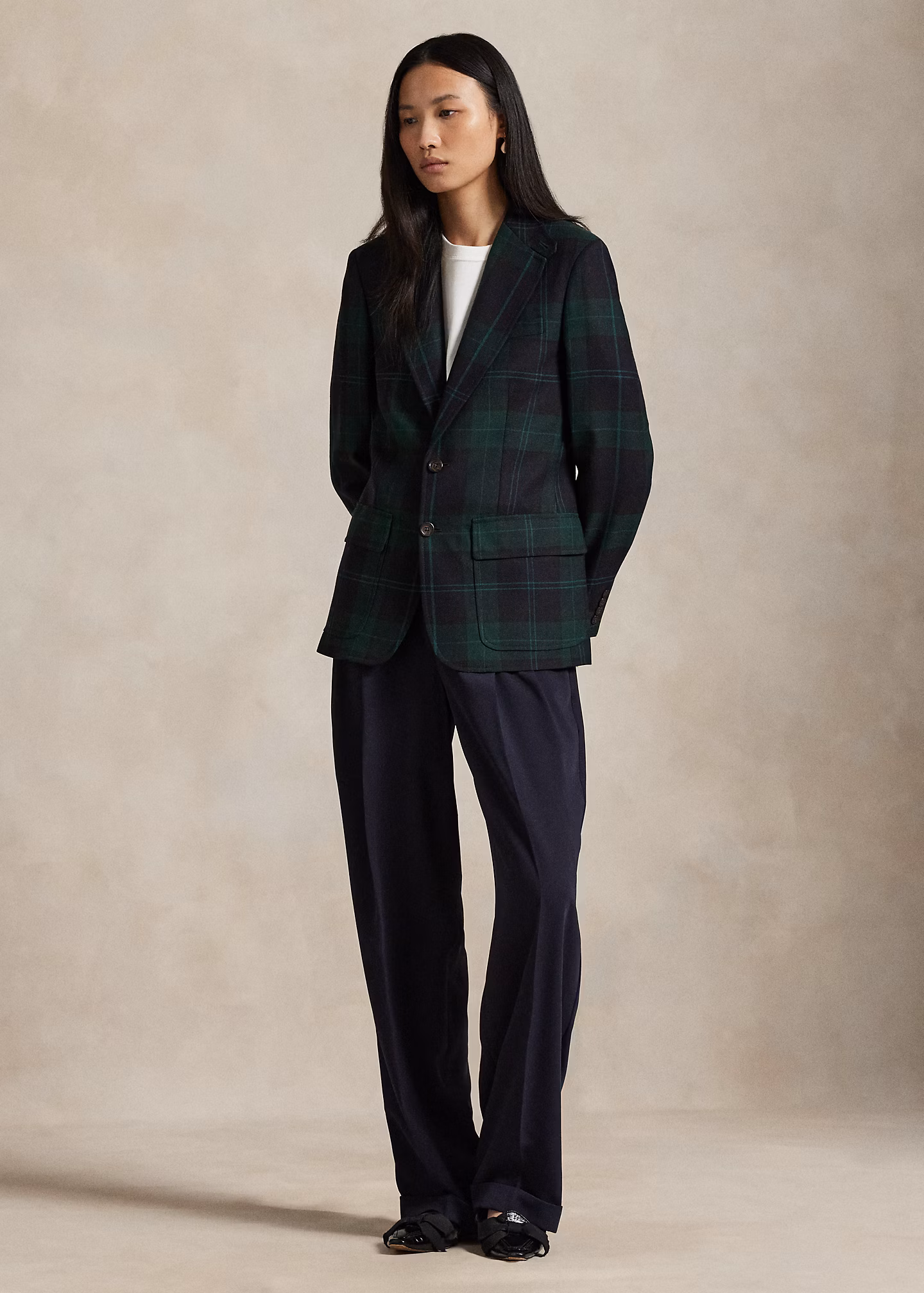 Einreihiger Wollblazer mit Karomuster - RALPH LAUREN OUTLET