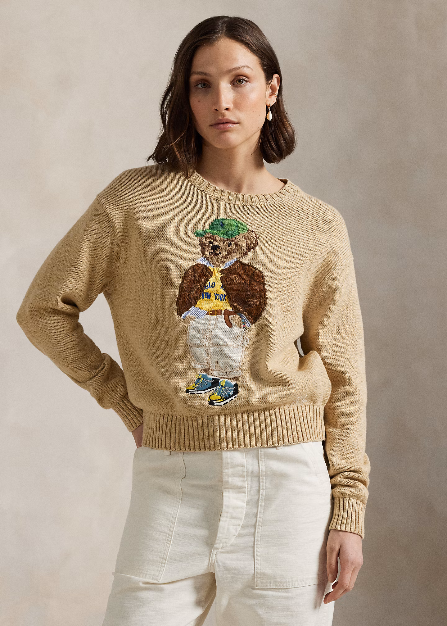 Baumwoll-Rundhalspullover mit Polo Bear - RALPH LAUREN OUTLET