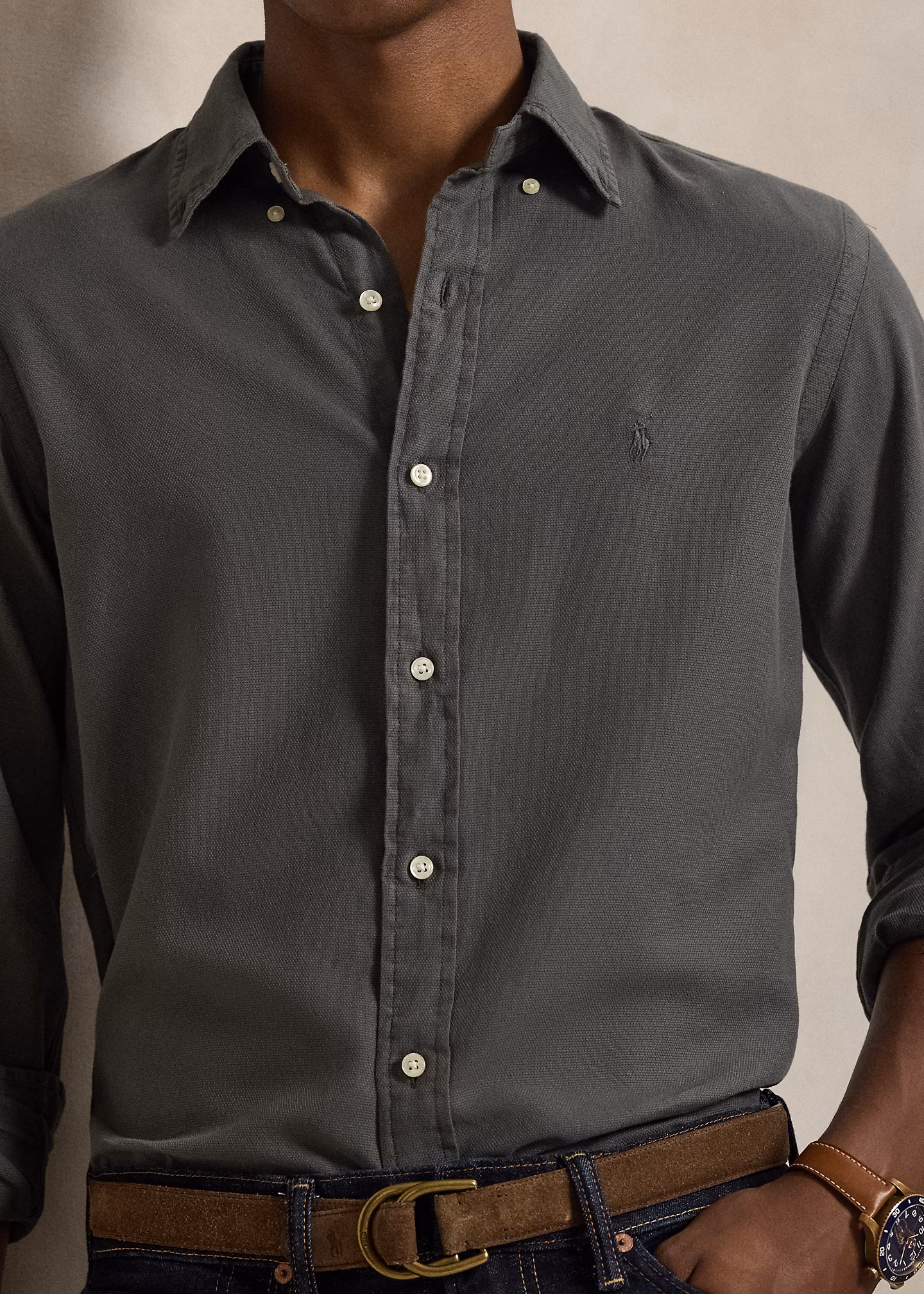 Custom-Fit strukturiertes Ratière-Hemd - RALPH LAUREN OUTLET