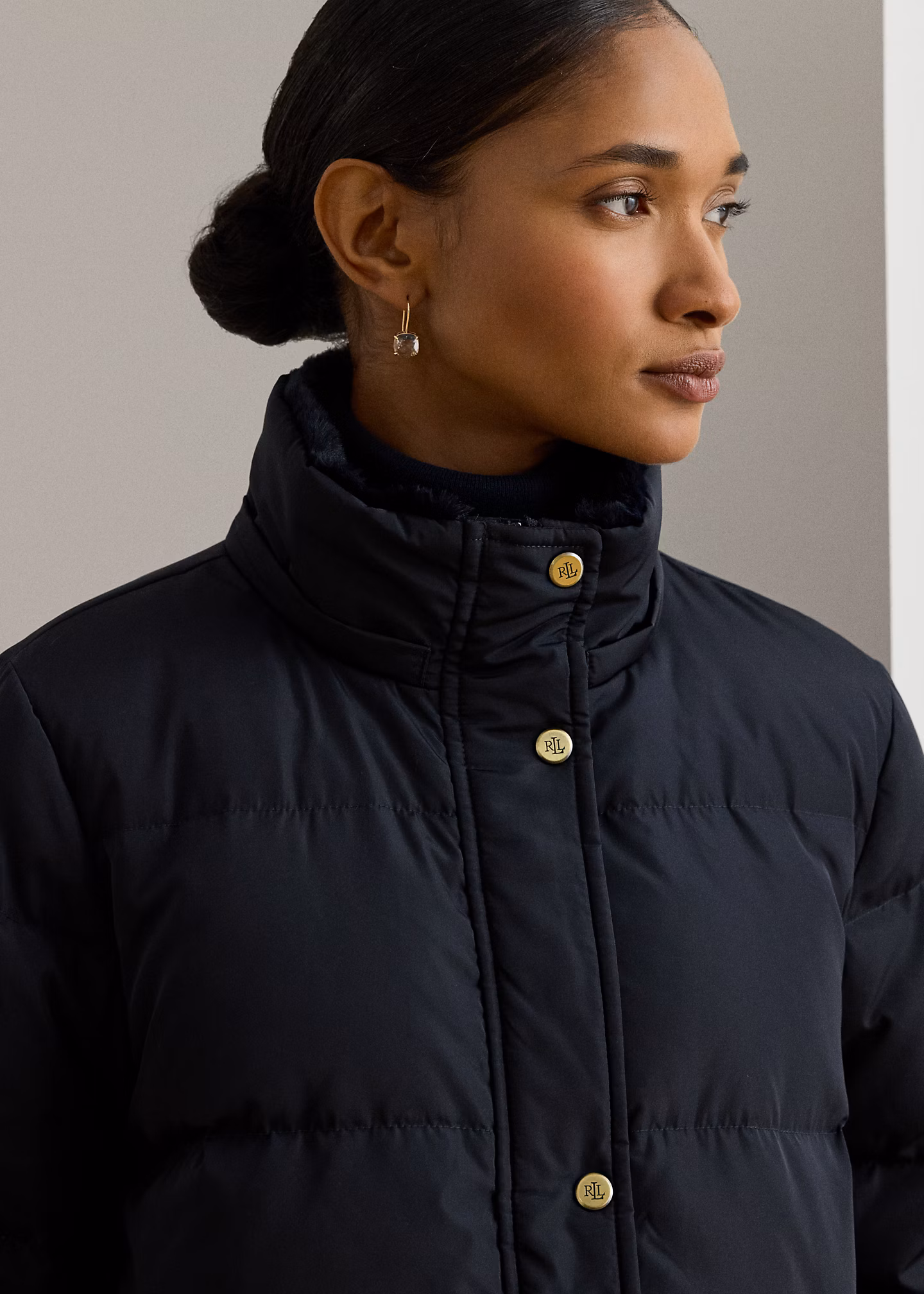 Daunenmantel mit Kapuze und Kunstpelz - RALPH LAUREN OUTLET