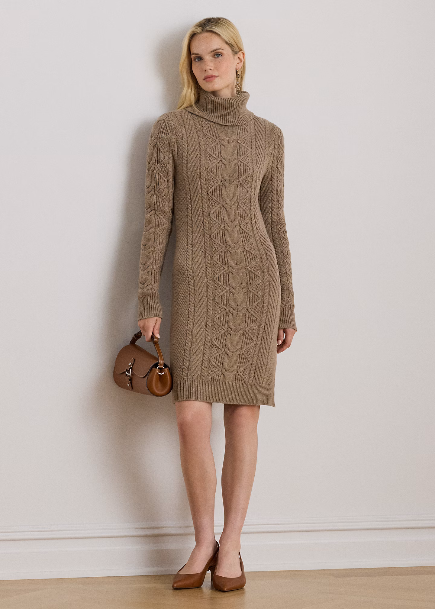 Rollkragenpulloverkleid mit Zopfmuster - RALPH LAUREN OUTLET