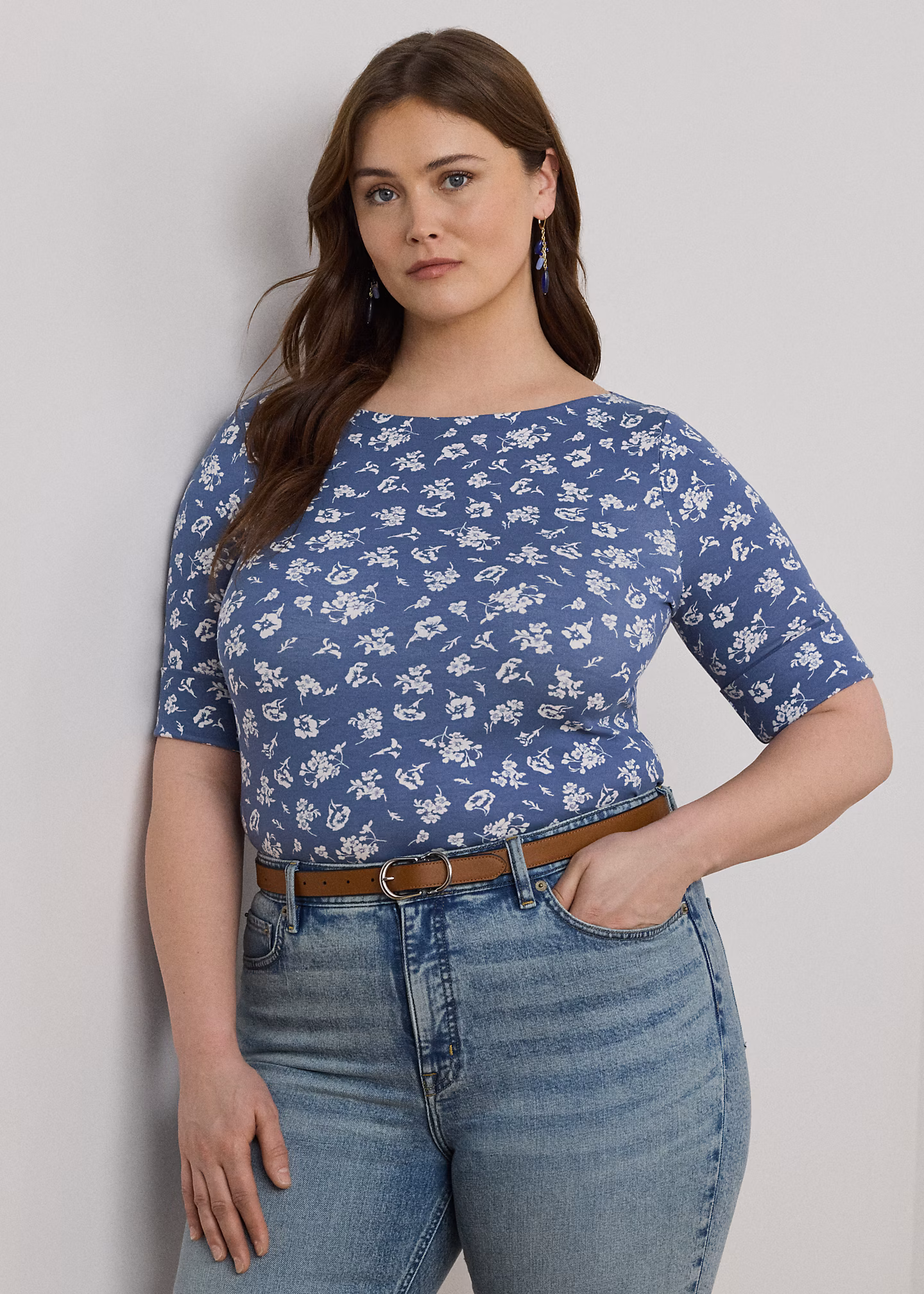 Geblümtes T-Shirt mit U-Boot-Ausschnitt - RALPH LAUREN OUTLET