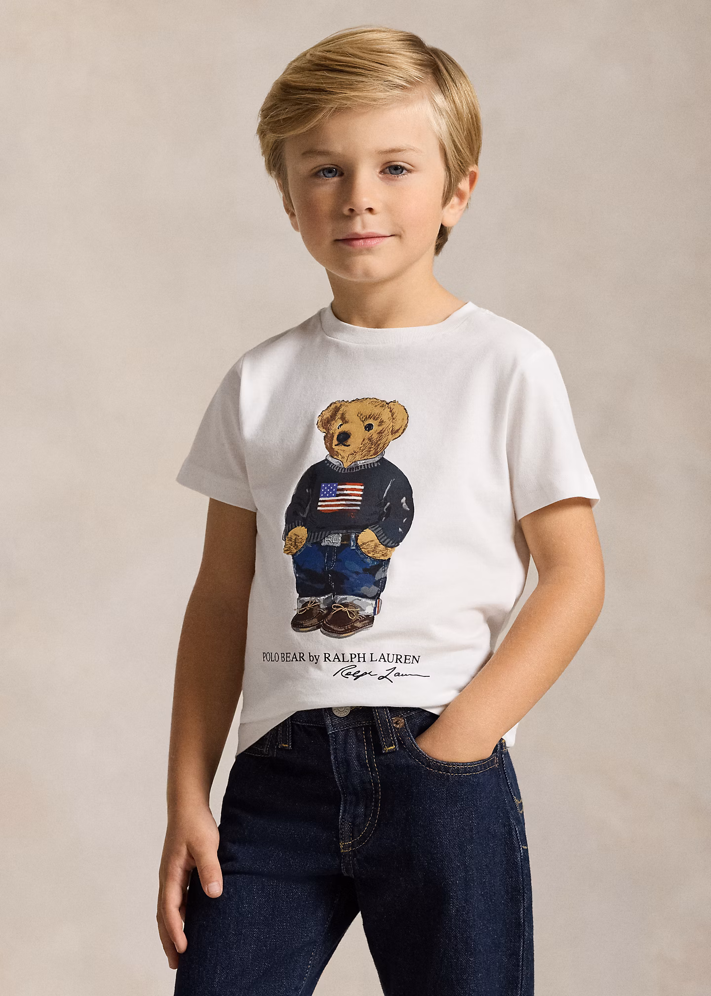 Baumwolljersey-T-Shirt mit Polo Bear - RALPH LAUREN OUTLET