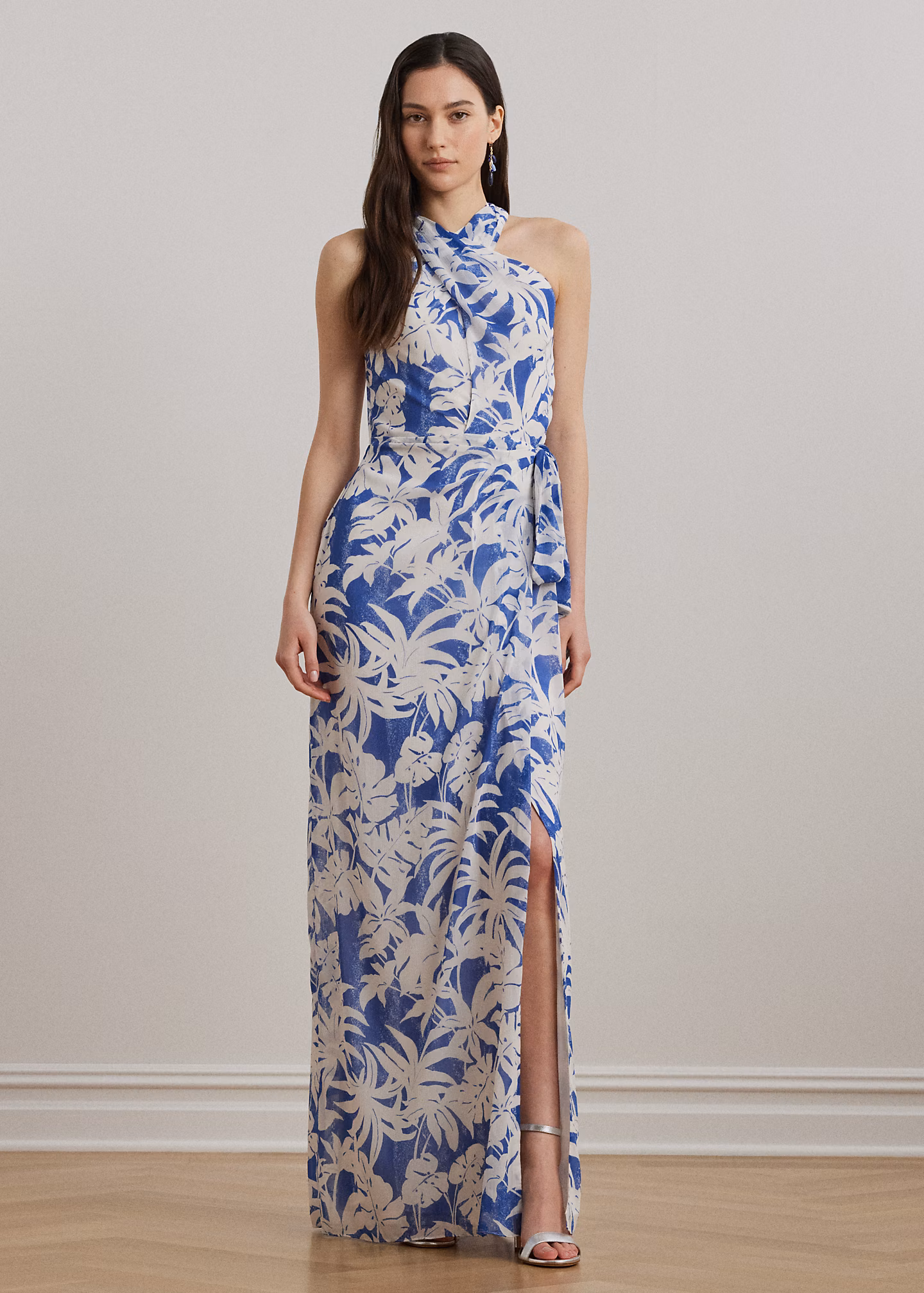 Neckholder-Abendkleid mit Palmwedeldruck - RALPH LAUREN OUTLET