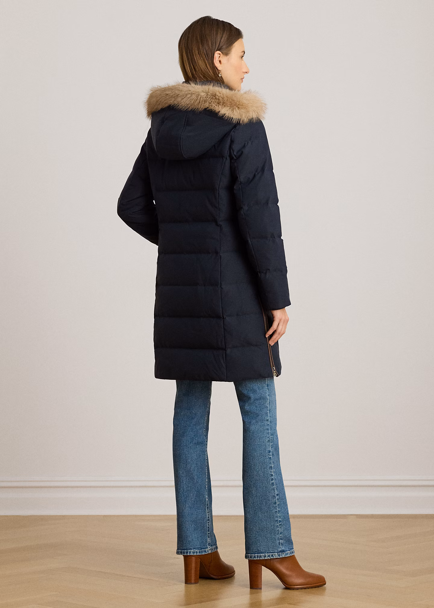 Daunenmantel mit Kapuze und Kunstpelz - RALPH LAUREN OUTLET