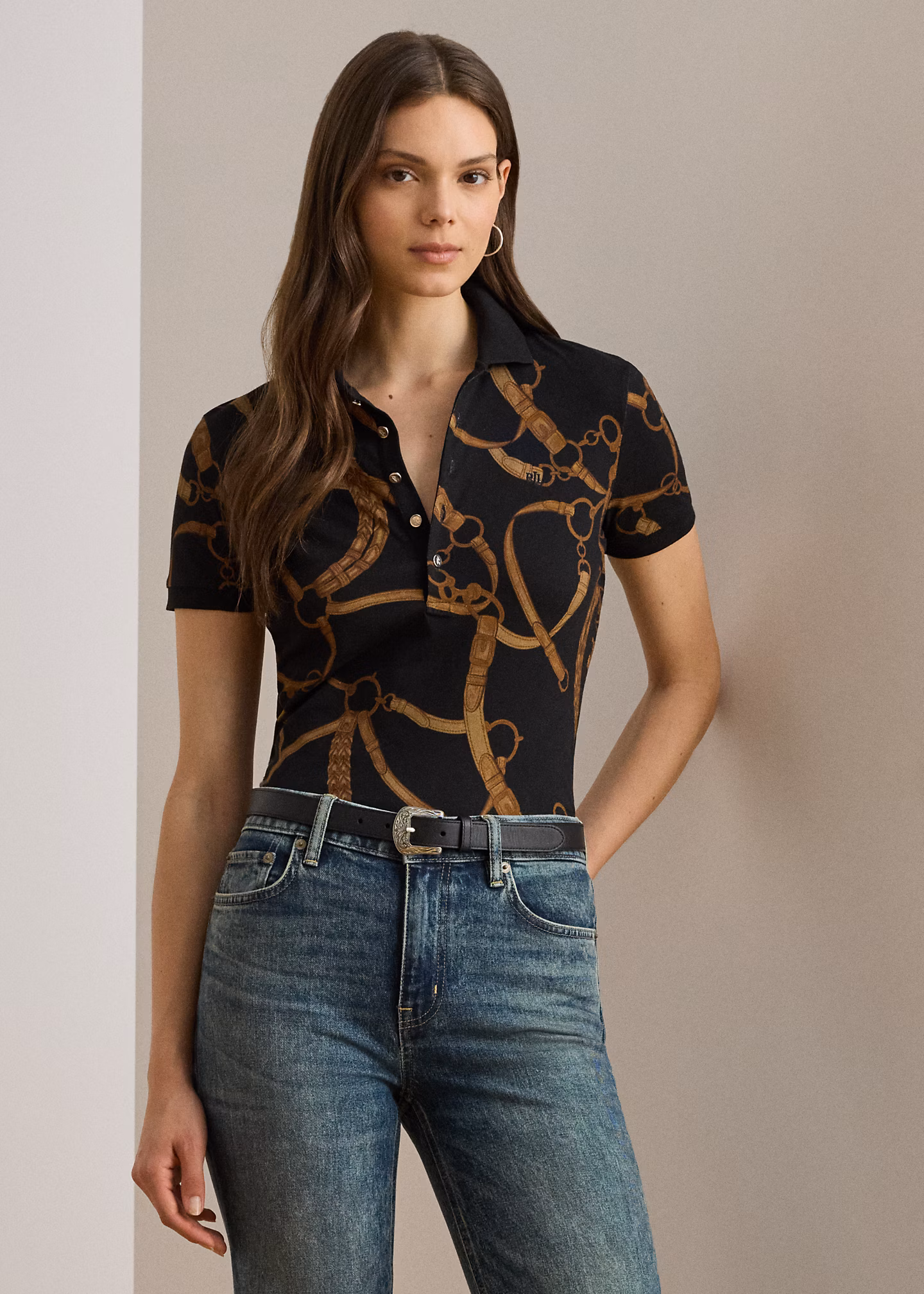 Stretchpiqué-Poloshirt mit Gürteldruck - RALPH LAUREN OUTLET