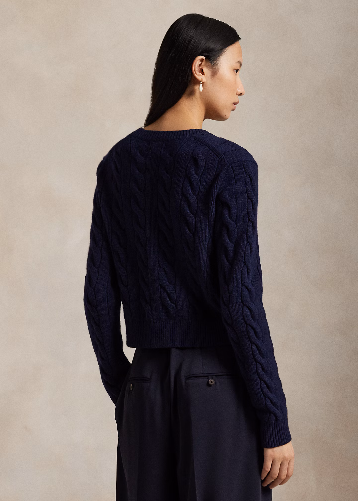 Woll-Kaschmir-Strickjacke mit Zopfmuster - RALPH LAUREN OUTLET