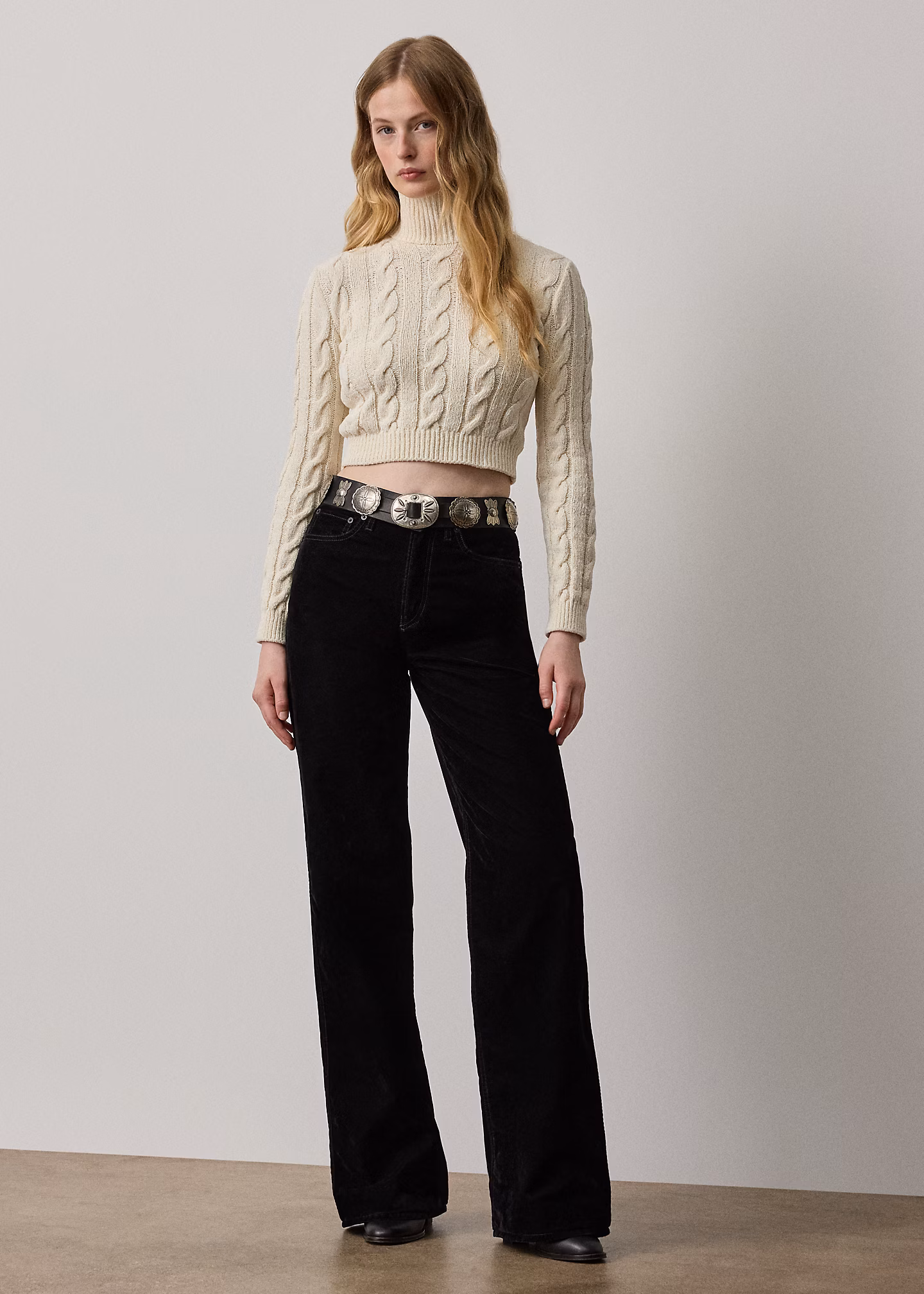 Beflockte Jeans Mae mit weitem Bein - RALPH LAUREN OUTLET