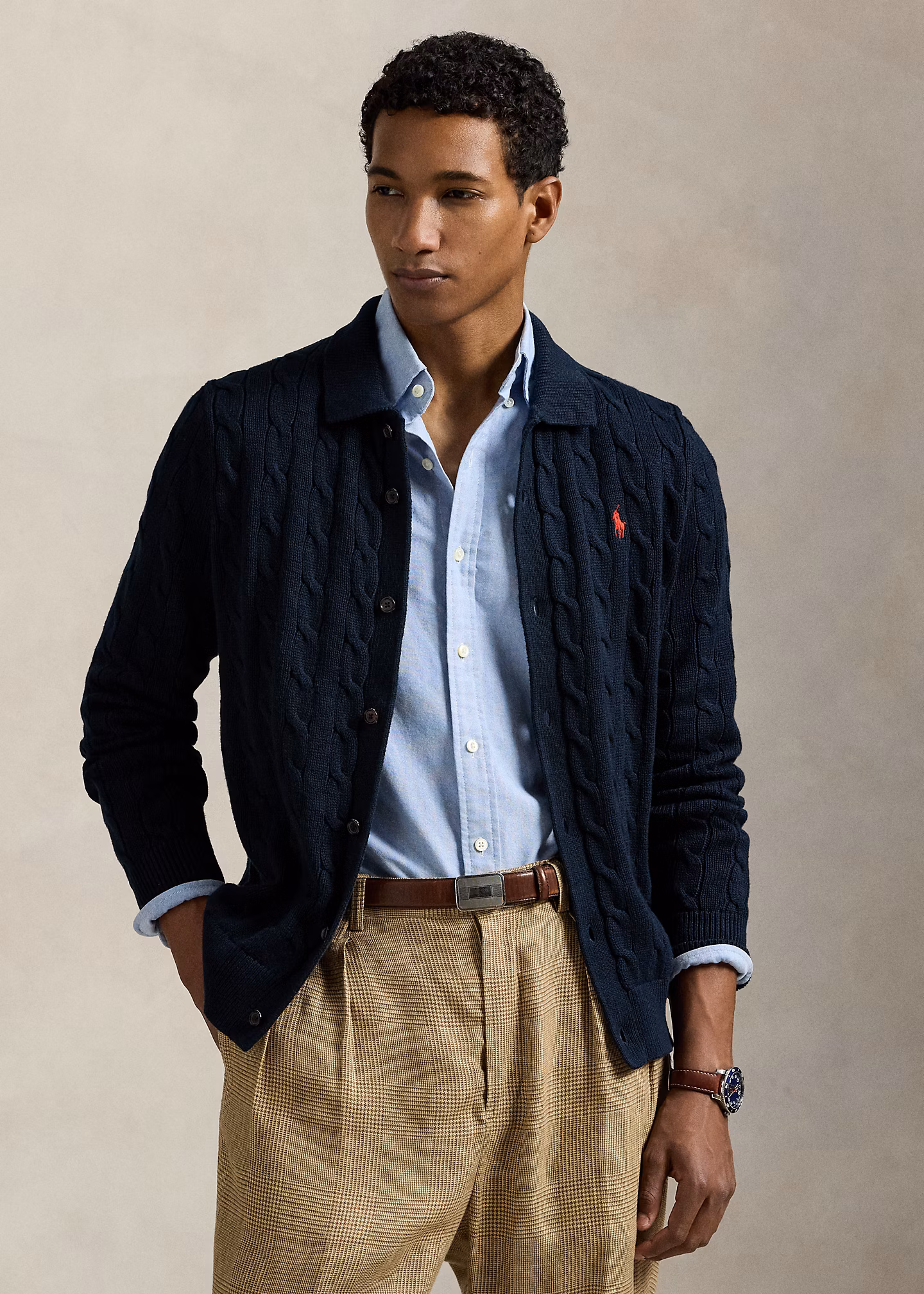 Baumwollstrickjacke mit Zopfmuster - RALPH LAUREN OUTLET