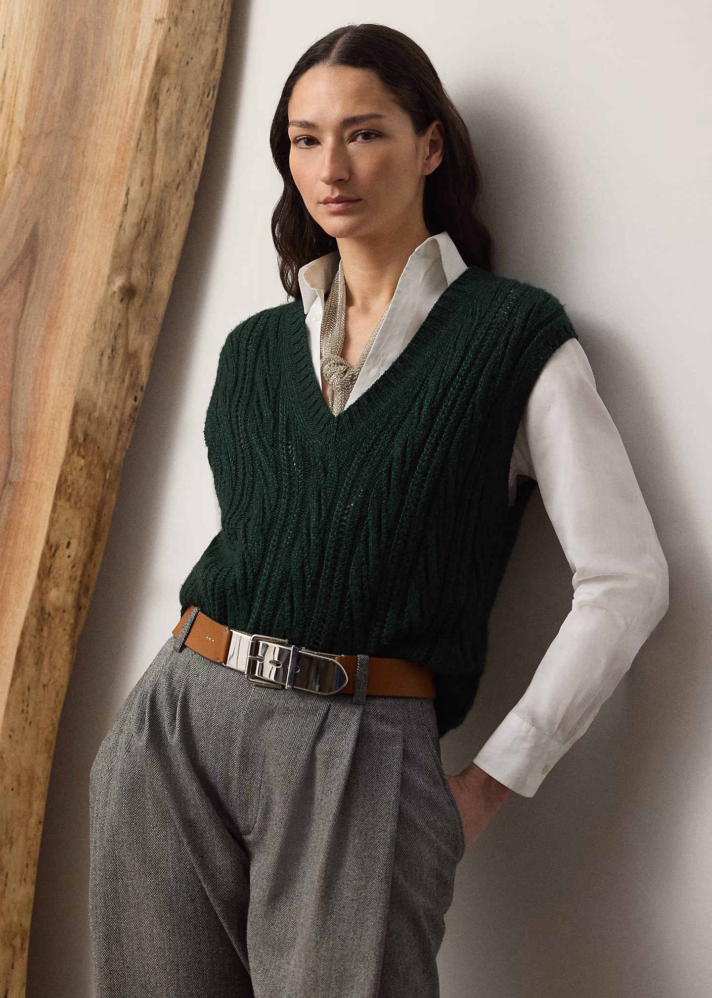 Seiden-Kaschmir-Pullunder mit Zopfmuster - RALPH LAUREN OUTLET