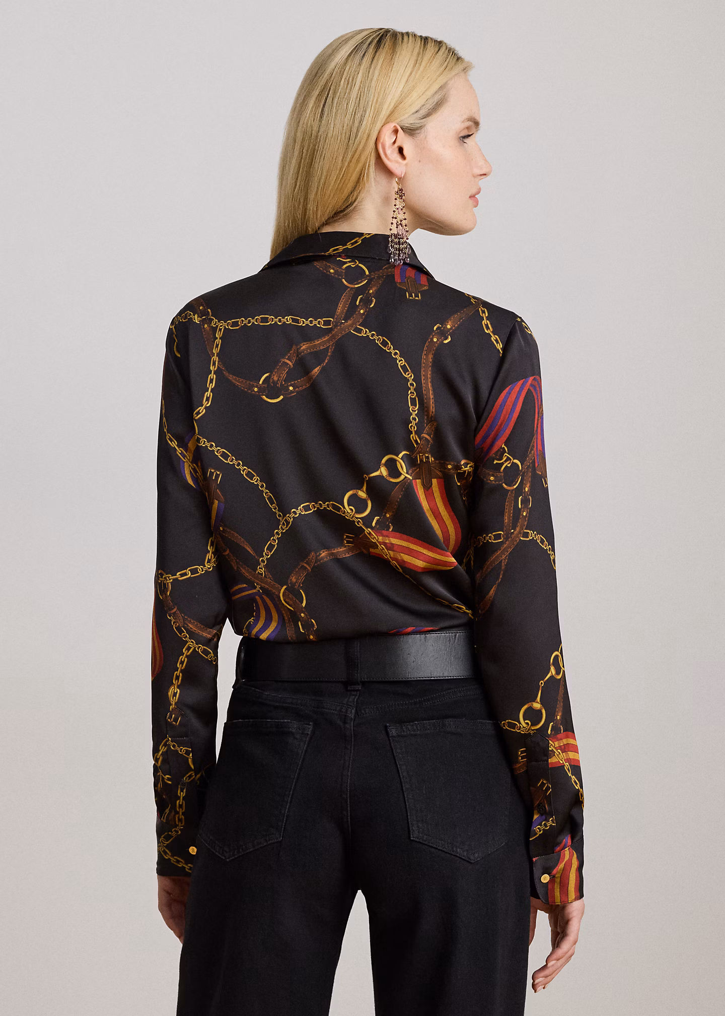 Classic Fit Belting-Print Satin Shirt - RALPH LAUREN OUTLET
