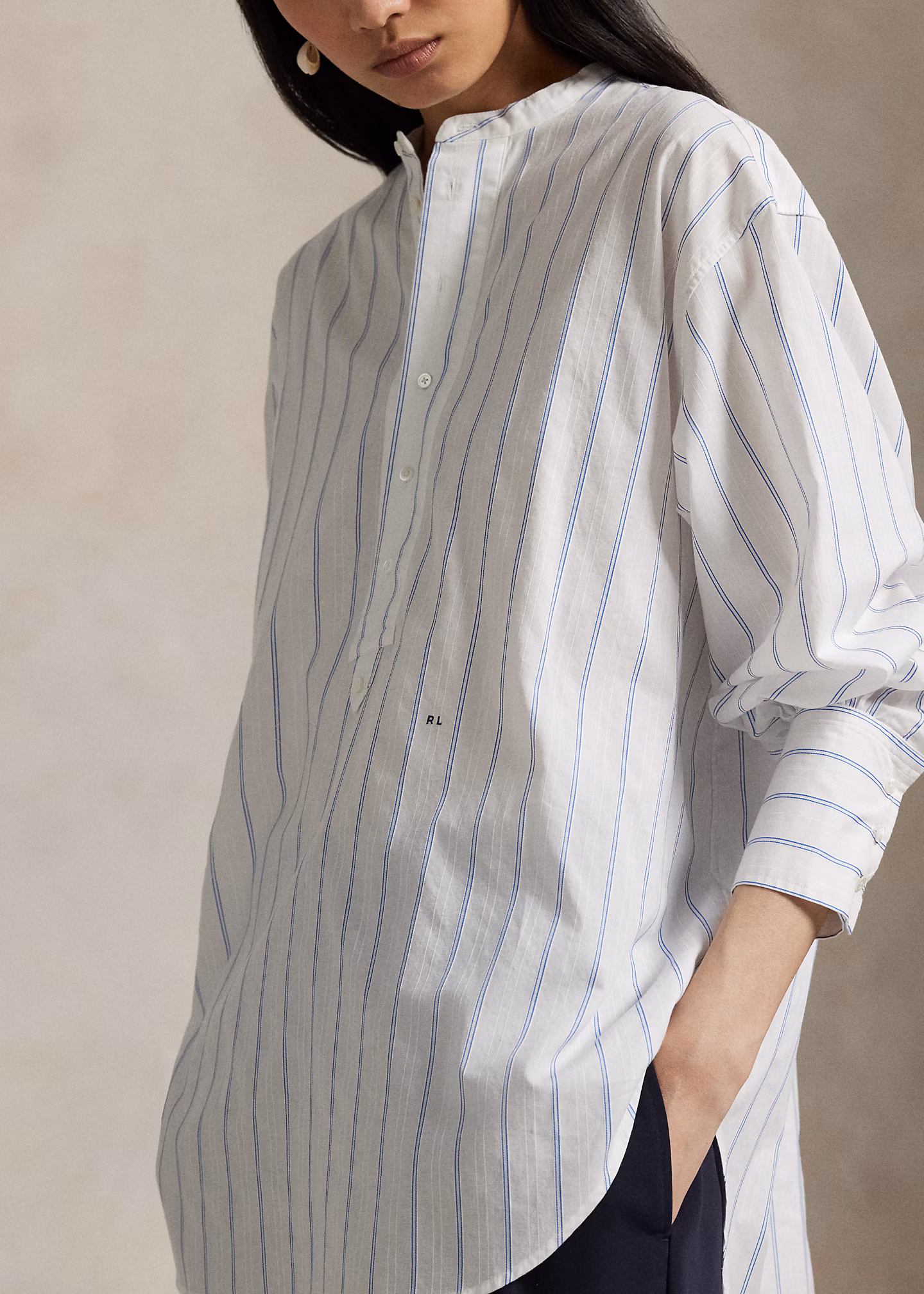 Baumwoll-Ratière-Oberteil mit Streifen - RALPH LAUREN OUTLET