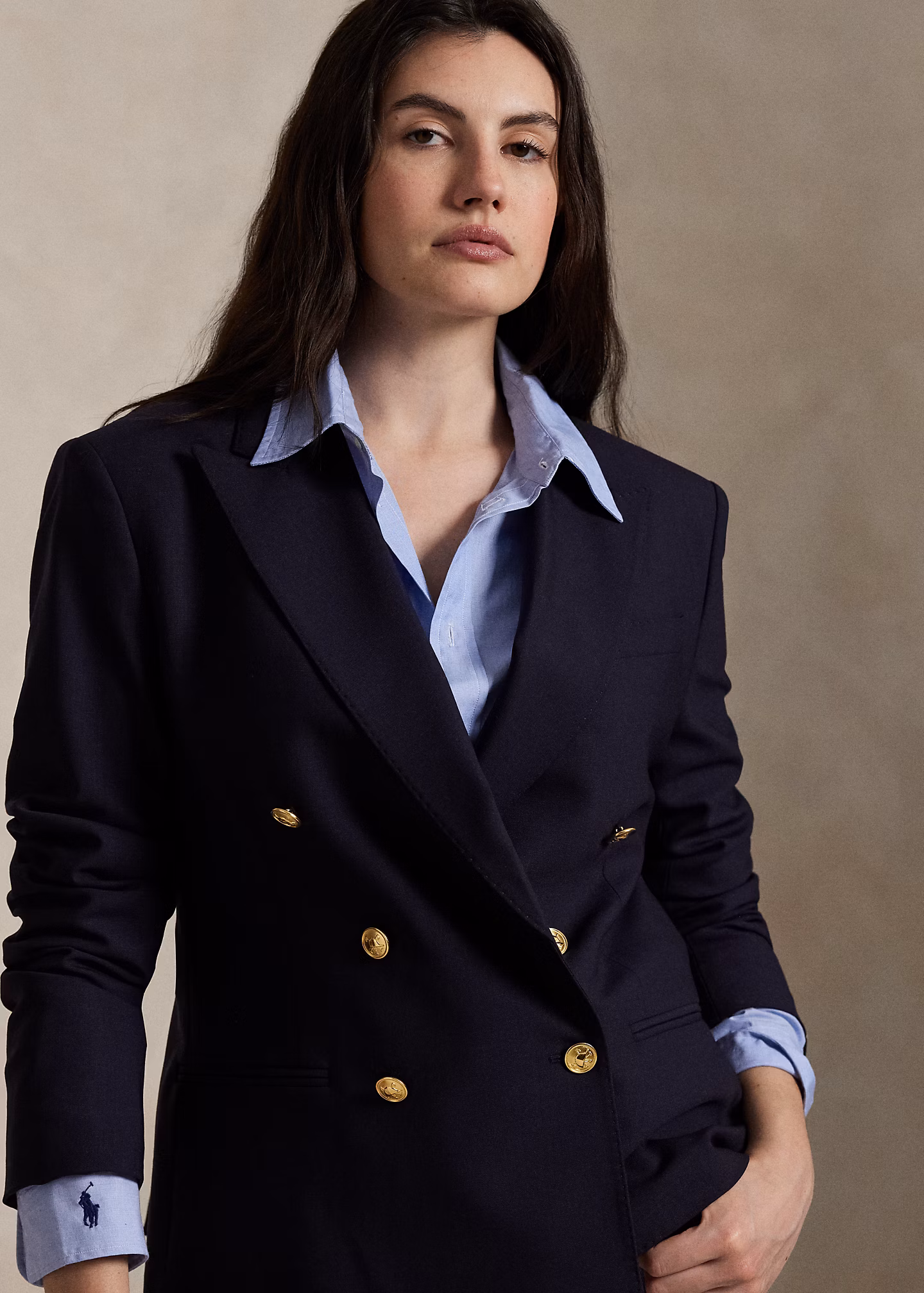 Zweireihiger kurzer Stretchwollblazer - RALPH LAUREN OUTLET