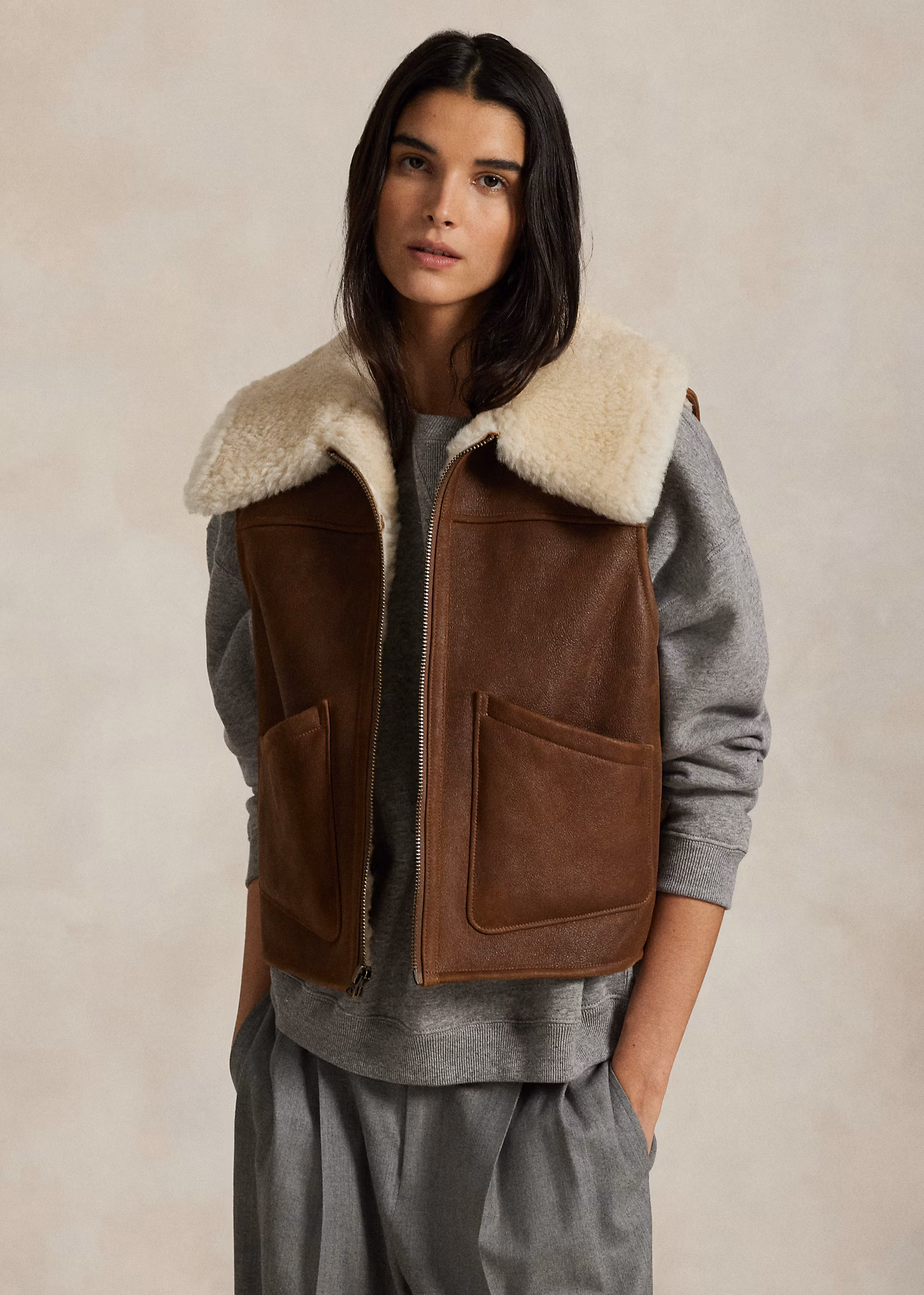 Lammfellweste mit Reißverschluss - RALPH LAUREN OUTLET