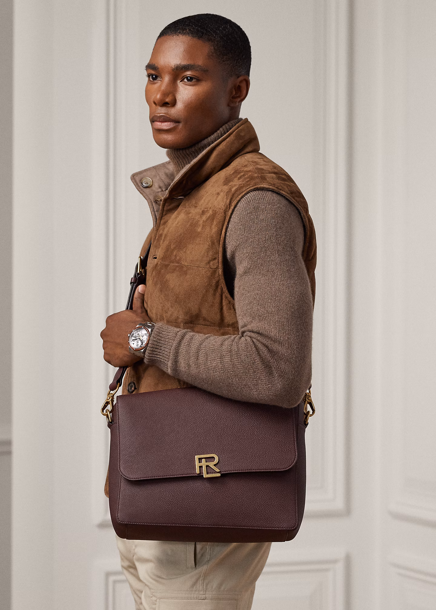 Umhängetasche RL aus Kalbsnarbenleder - RALPH LAUREN OUTLET