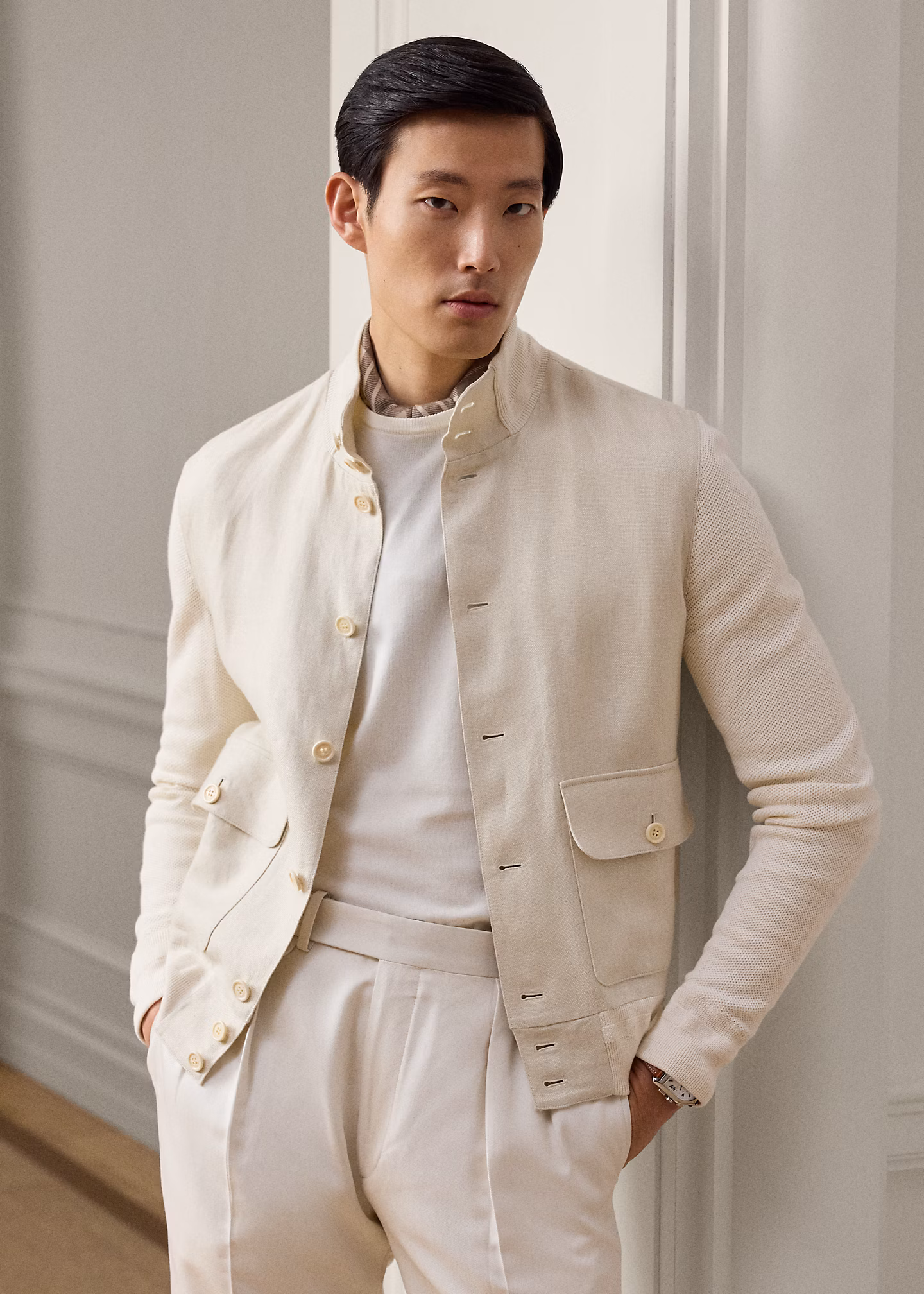 Strickjacke mit Leinenbahnen - RALPH LAUREN OUTLET