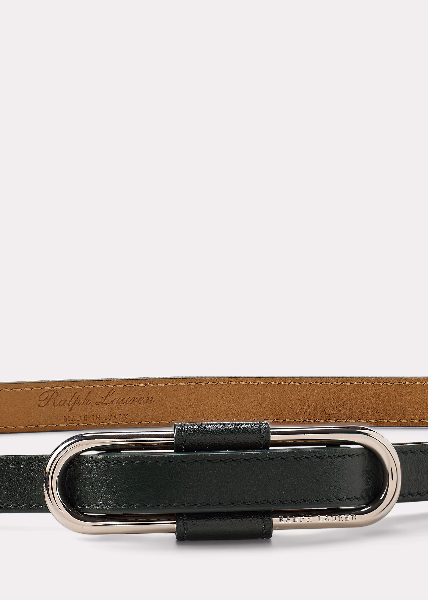 Schmaler Kalbsledergürtel mit Schnalle - RALPH LAUREN OUTLET